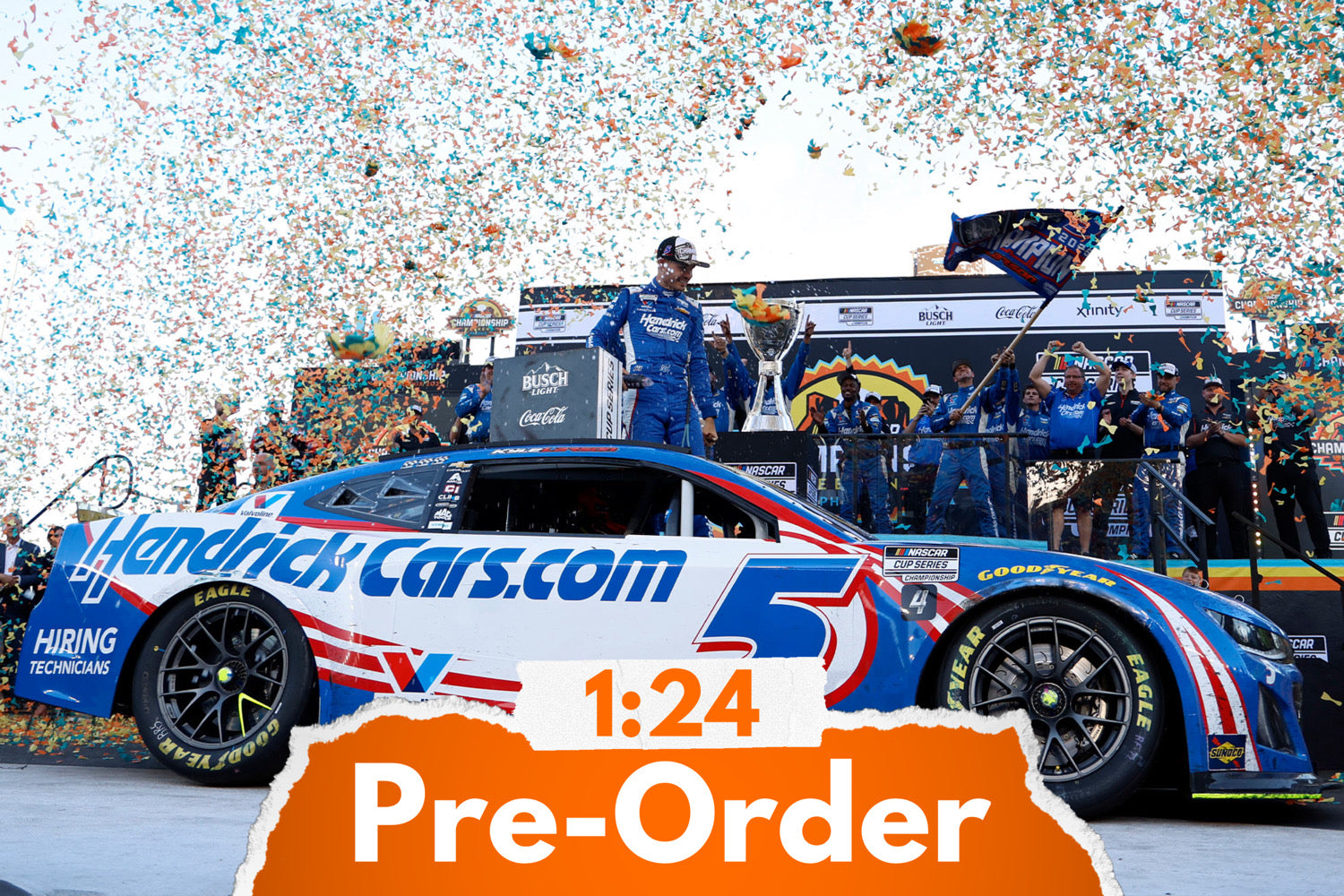2025 Kyle Larson 1:24 HendrickCars.com Cup Champion Phoenix Raced Version Diecast