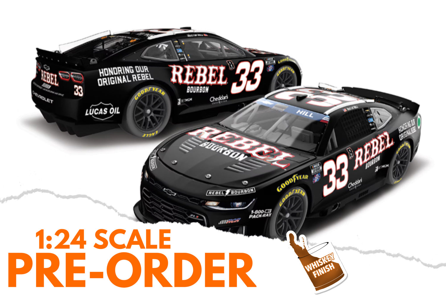 2026 Austin Hill 1:24 Rebel Bourbon Tribute to KB WHISKEY FINISH NASCAR Diecast