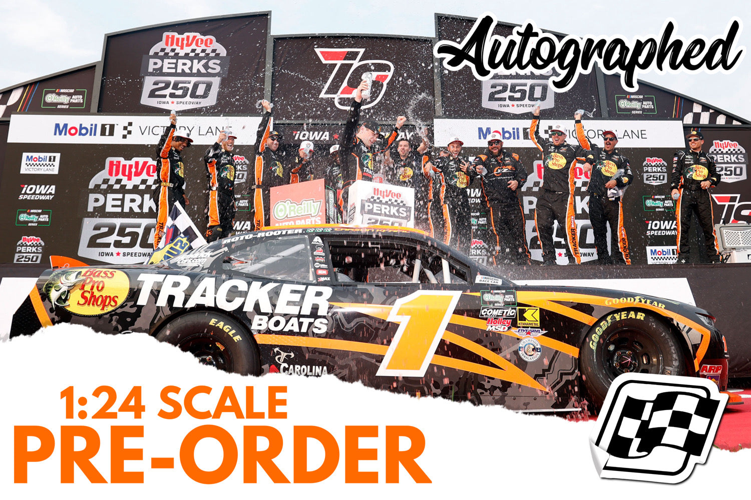 2026 Carson Kvapil 1:24 Bass Pro Shops Iowa Race Win AUTOGRAPHED Diecast