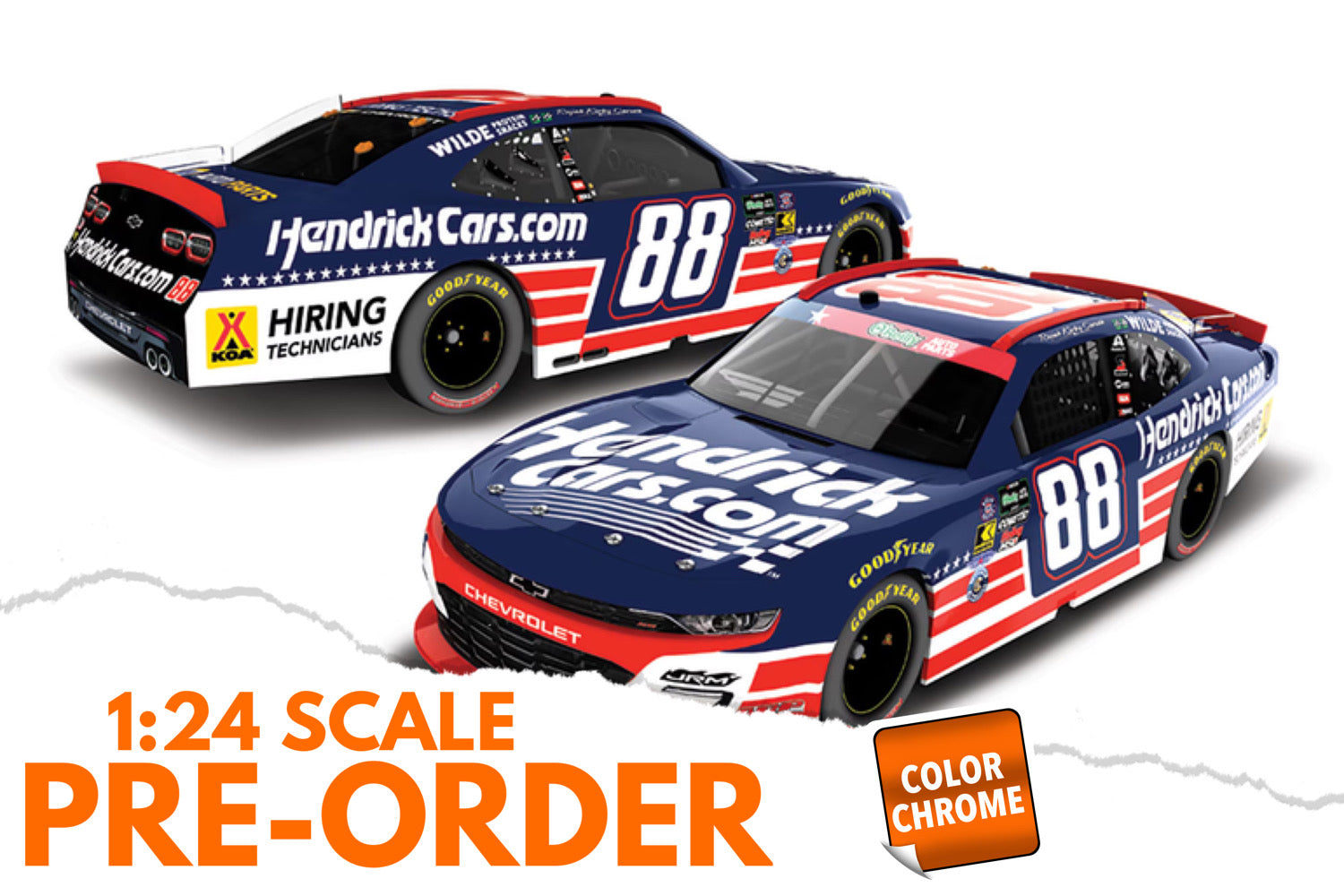 2026 Rajah Caruth 1:24 HendrickCars.com Patriotic COLOR CHROME Diecast