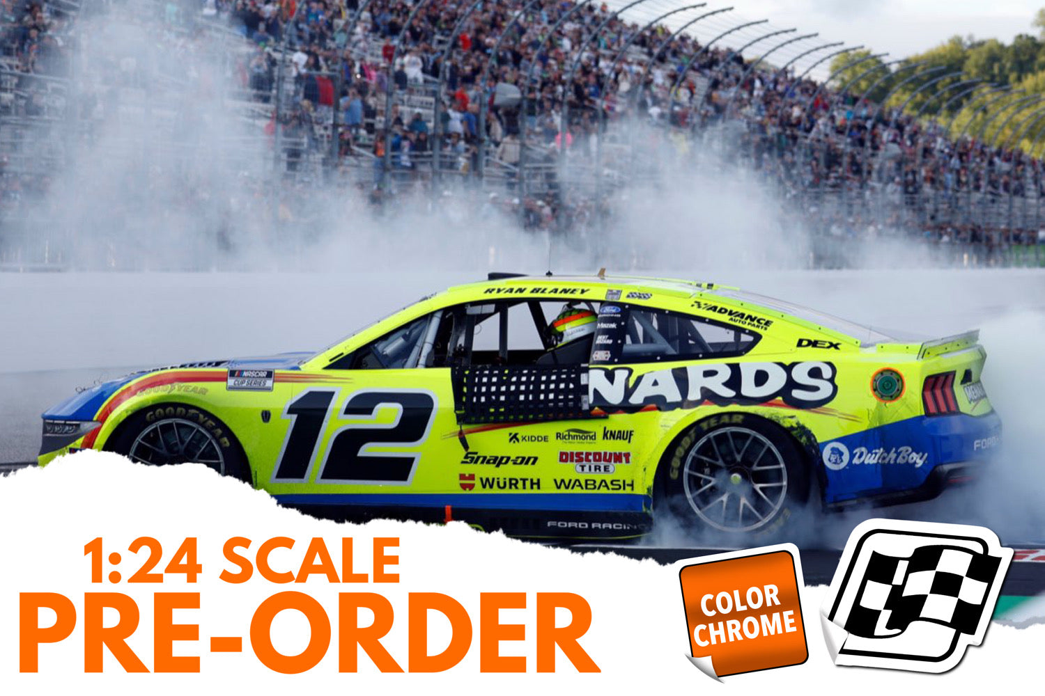 2026 Ryan Blaney 1:24 Dutch Boy / Menards New Hampshire Race Win COLOR CHROME Diecast