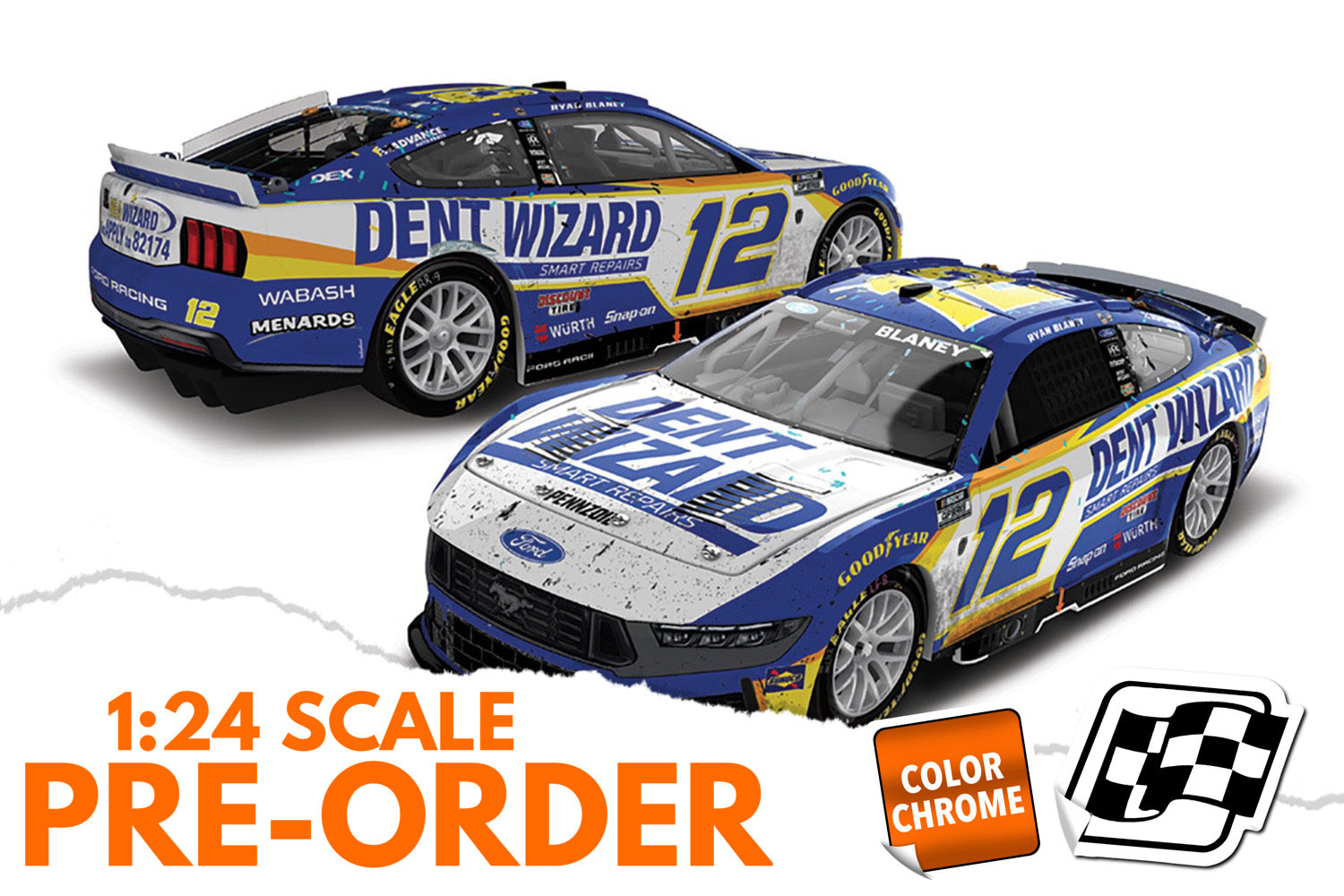 2026 Ryan Blaney 1:24 Dent Wizard Phoenix Race Win COLOR CHROME Diecast
