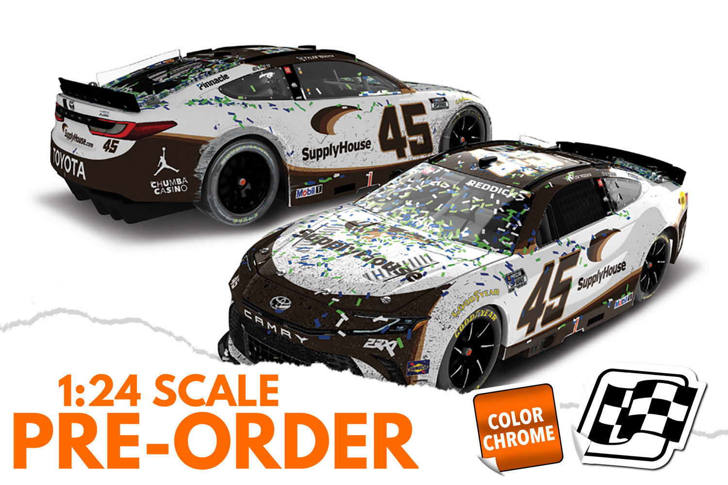 2026 Tyler Reddick 1:24 Supply House Kansas Race Win COLOR CHROME Diecast