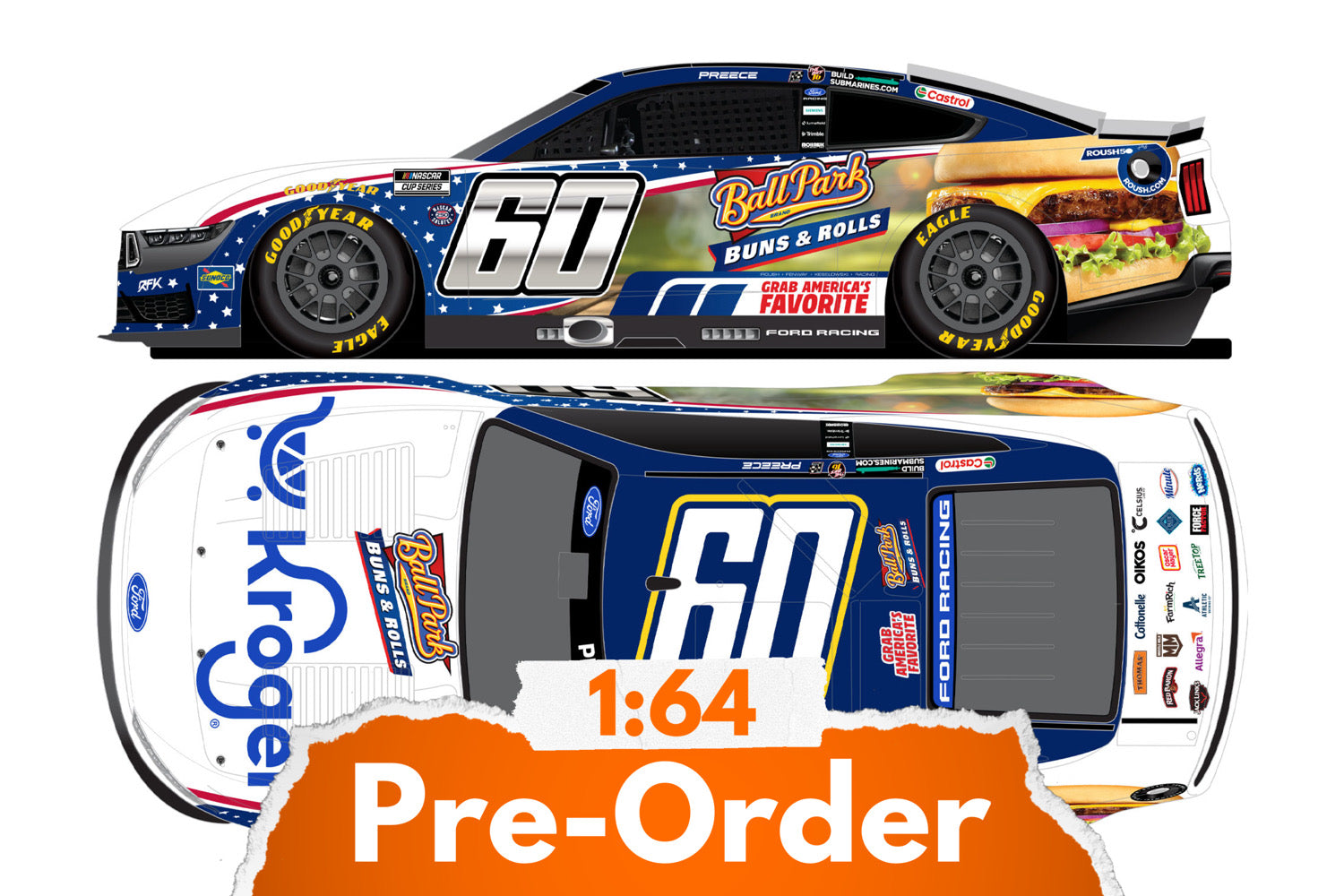 2026 Ryan Preece 1:64 Kroger / Ball Park Buns & Rolls Diecast