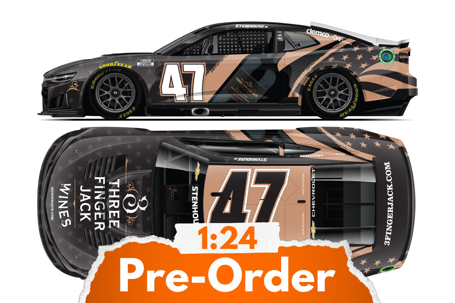 2026 Ricky Stenhouse Jr 1:24 Three Finger Jack Wines Diecast