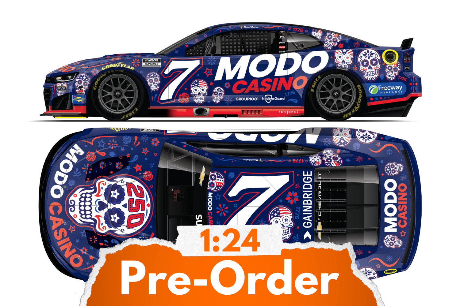 2026 Daniel Suarez 1:24 Modo Casino Sugar Skulls Diecast
