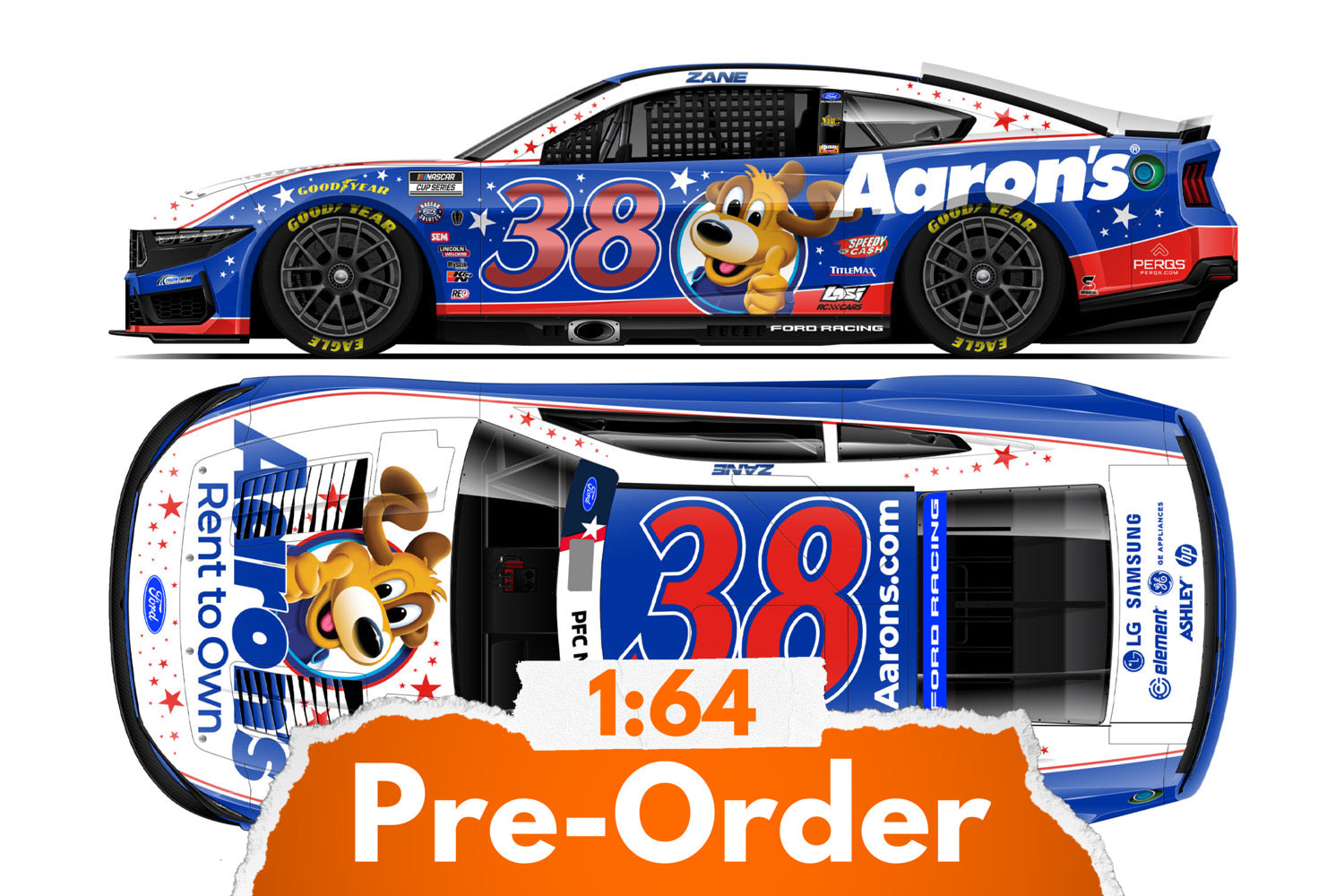 2026 Zane Smith 1:64 Aaron's Lucky Dog Patriotic Diecast