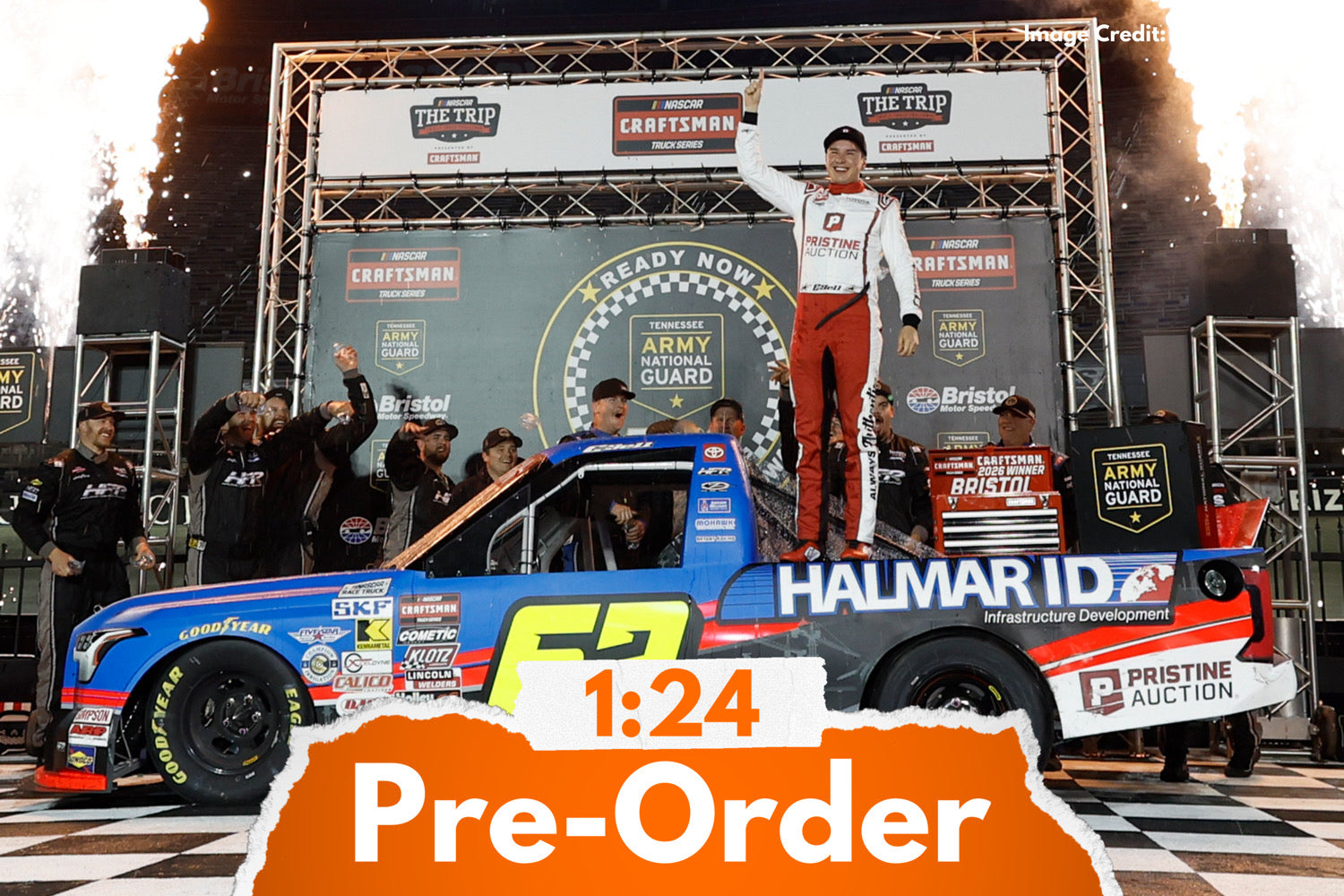 2026 Christopher Bell 1:24 Halmar Infrastructure Development Bristol Race Win NASCAR Diecast
