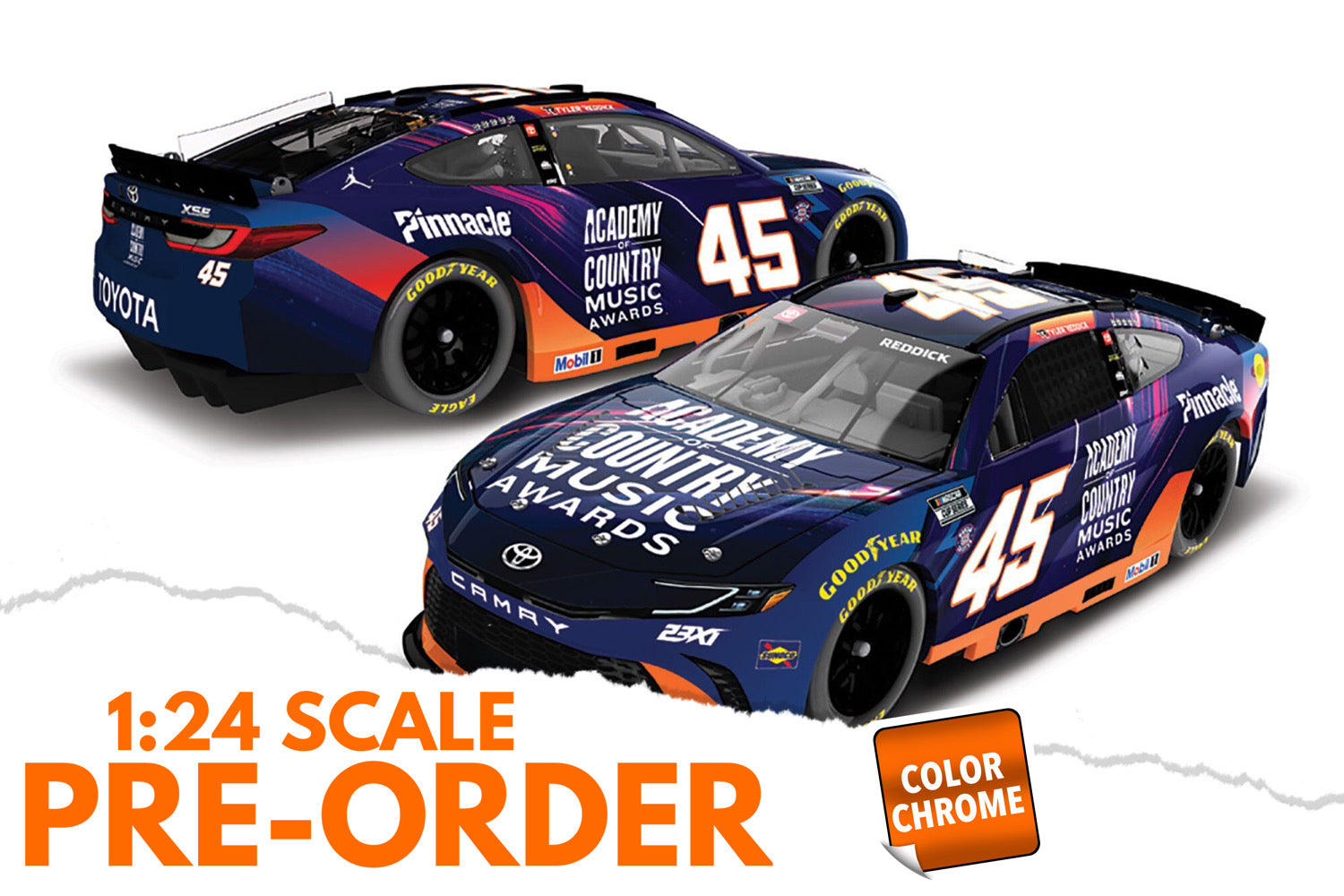 2026 Tyler Reddick 1:24 Academy of Country Music Awards COLOR CHROME NASCAR Diecast