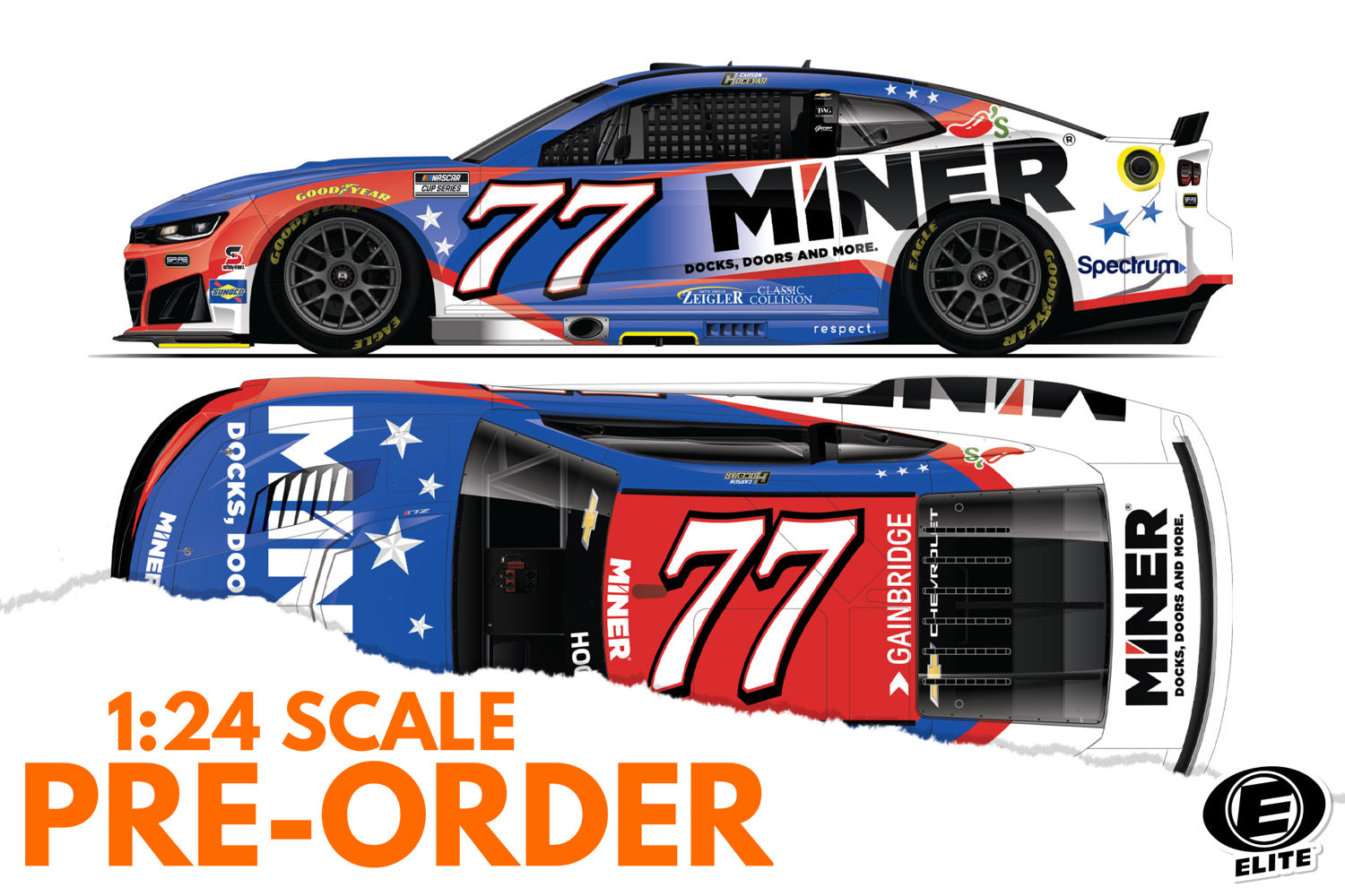 2026 Carson Hocevar 1:24 Miner Fan Vote ELITE NASCAR Diecast