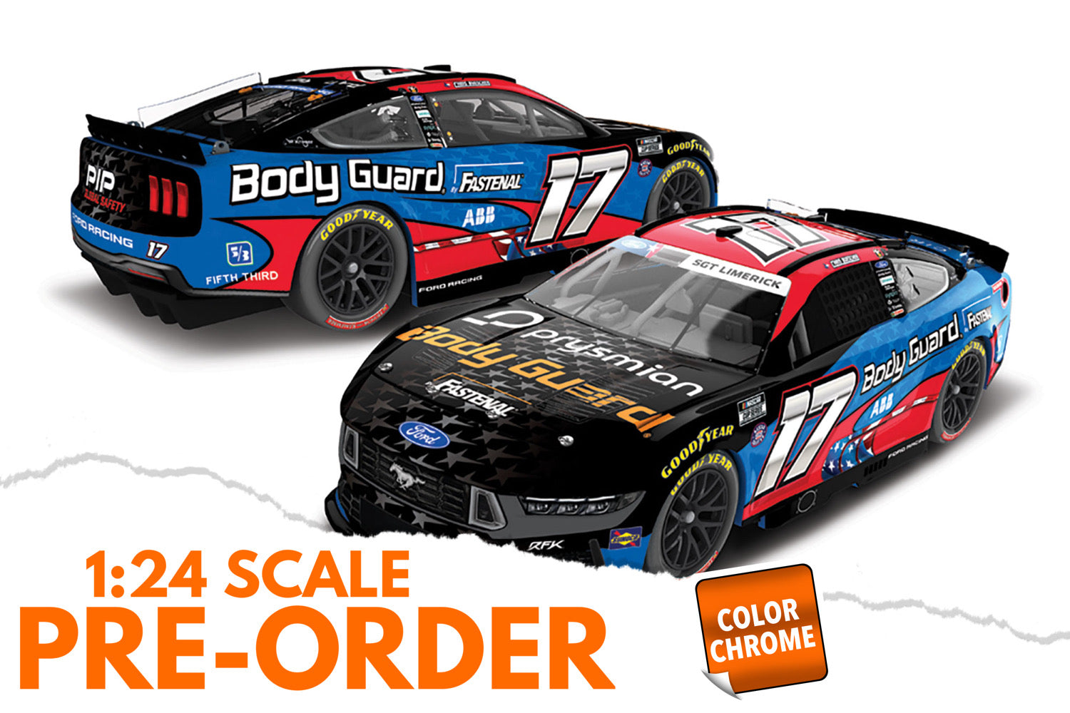 2026 Chris Buescher 1:24 Body Guard Salutes COLOR CHROME Diecast