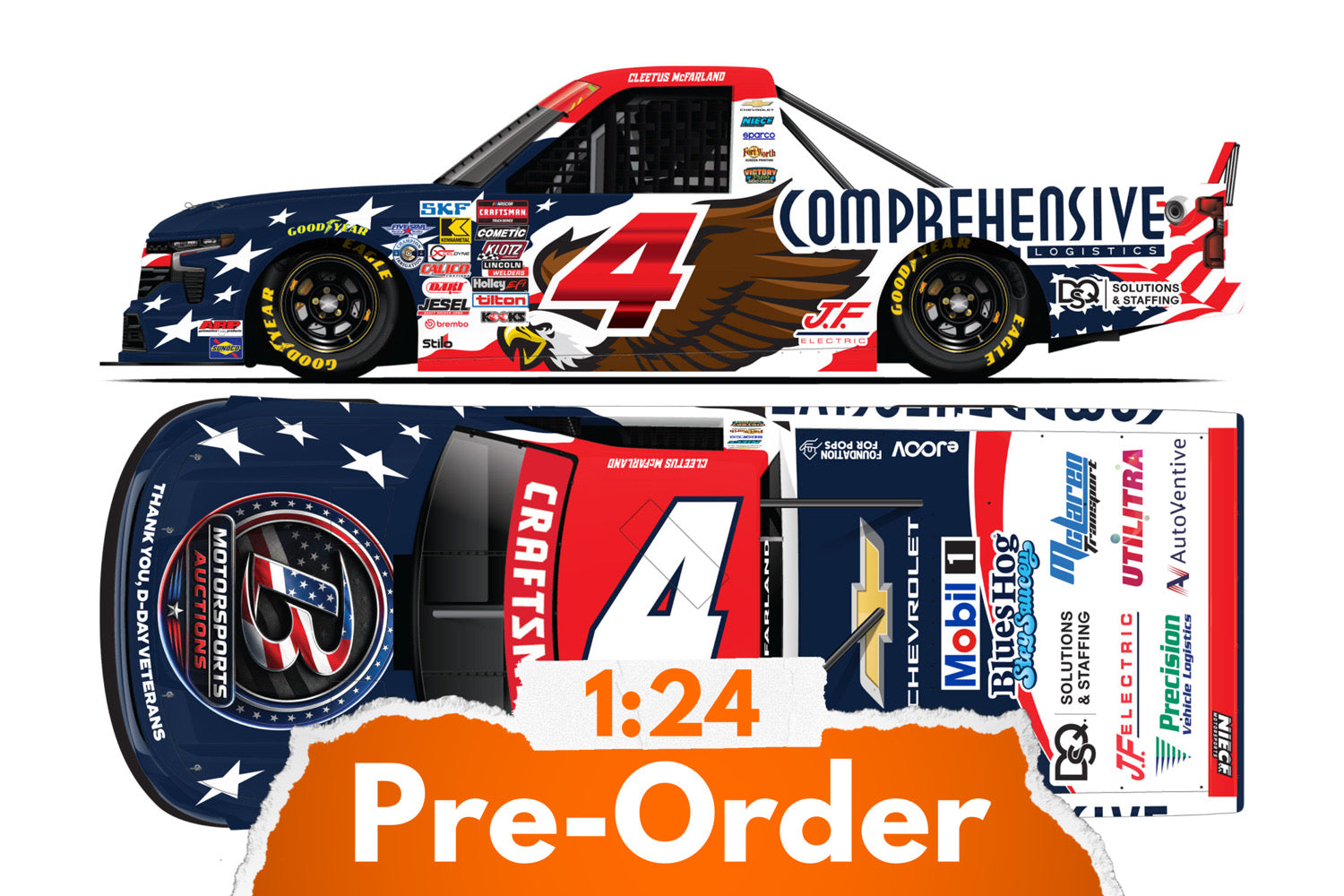 2026 Cleetus McFarland 1:24 Circle B Motorsports Auctions / Comprehensive Logistics Diecast