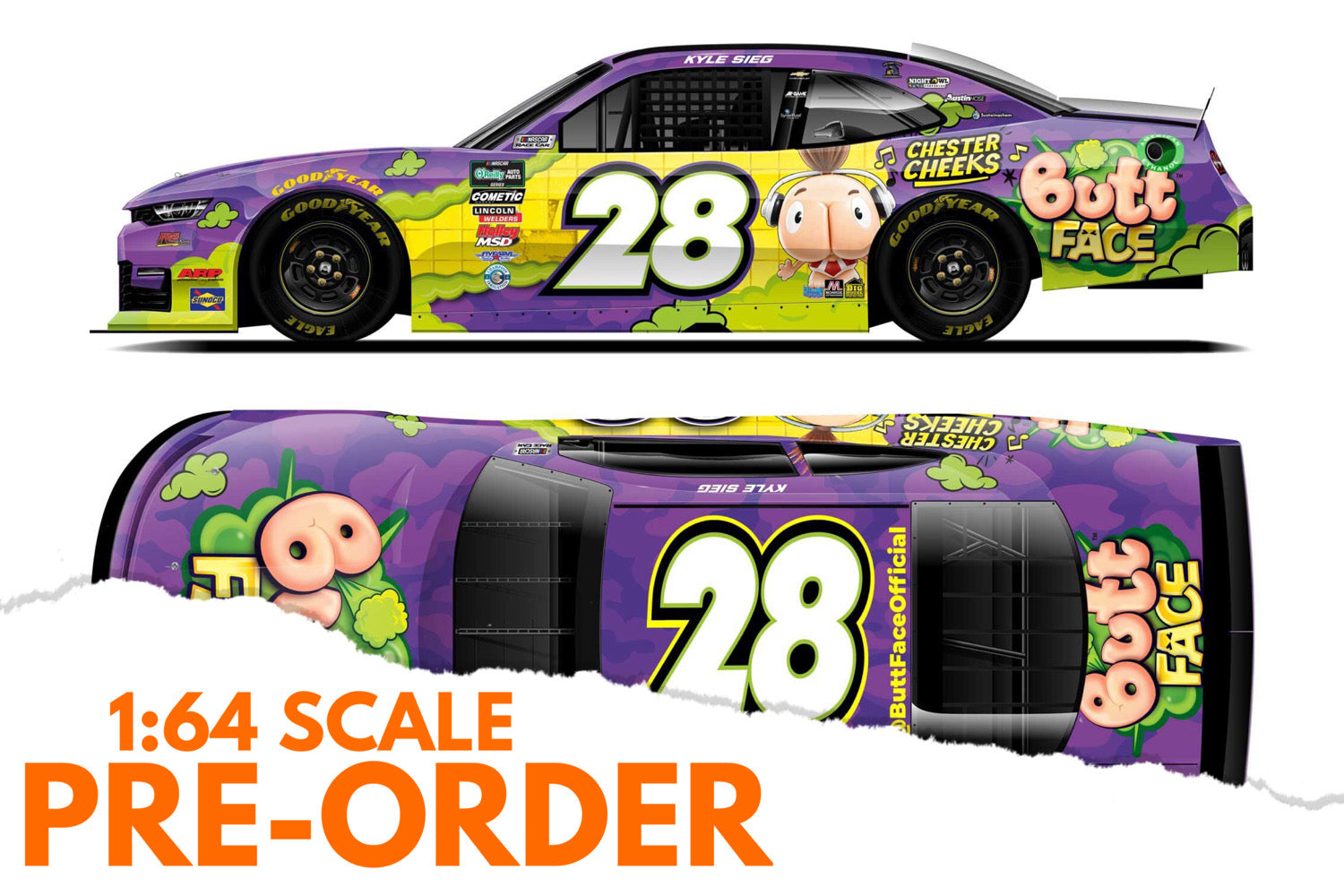 2026 Kyle Sieg 1:64 Butt Face NASCAR Diecast