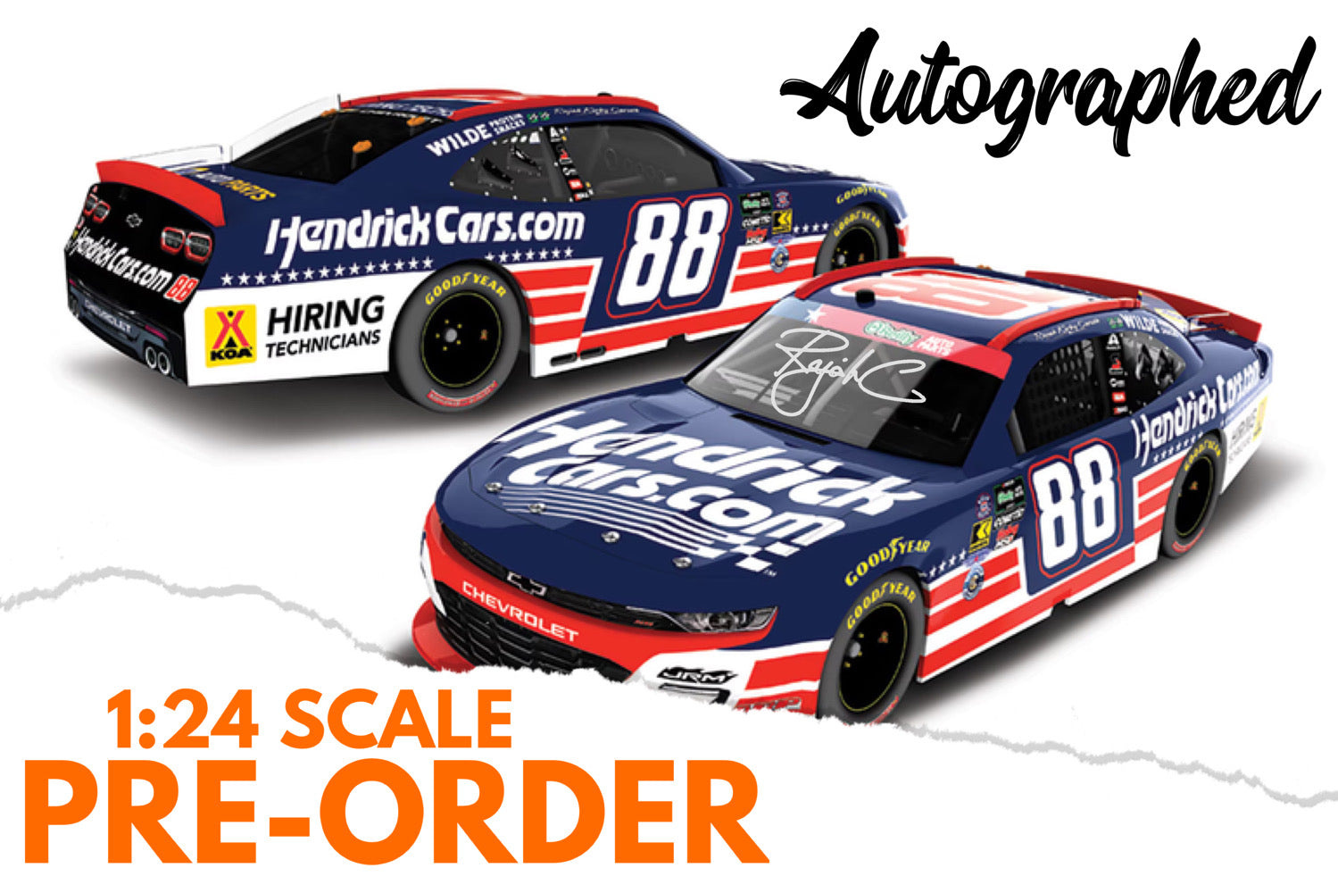 2026 Rajah Caruth 1:24 HendrickCars.com Patriotic AUTOGRAPHED Diecast