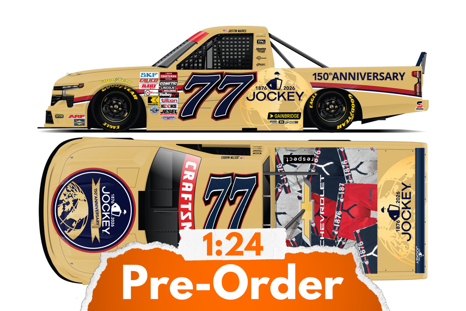 2026 Justin Marks 1:24 Jockey 150th Anniversary NASCAR  Diecast