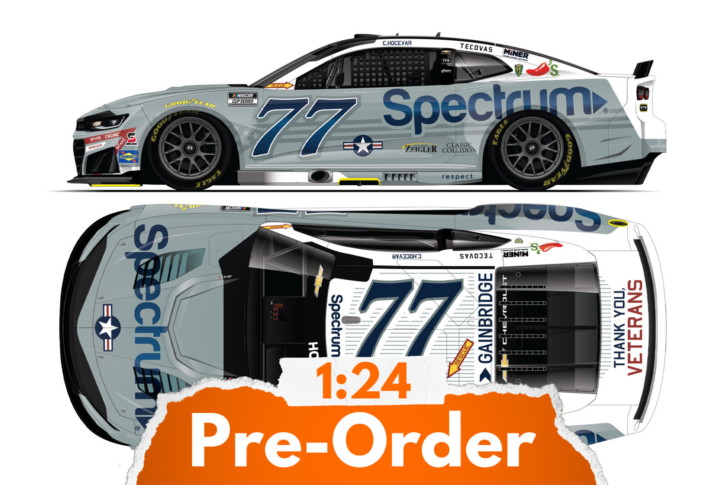 2026 Carson Hocevar 1:24 Spectrum Patriotic NASCAR Diecast