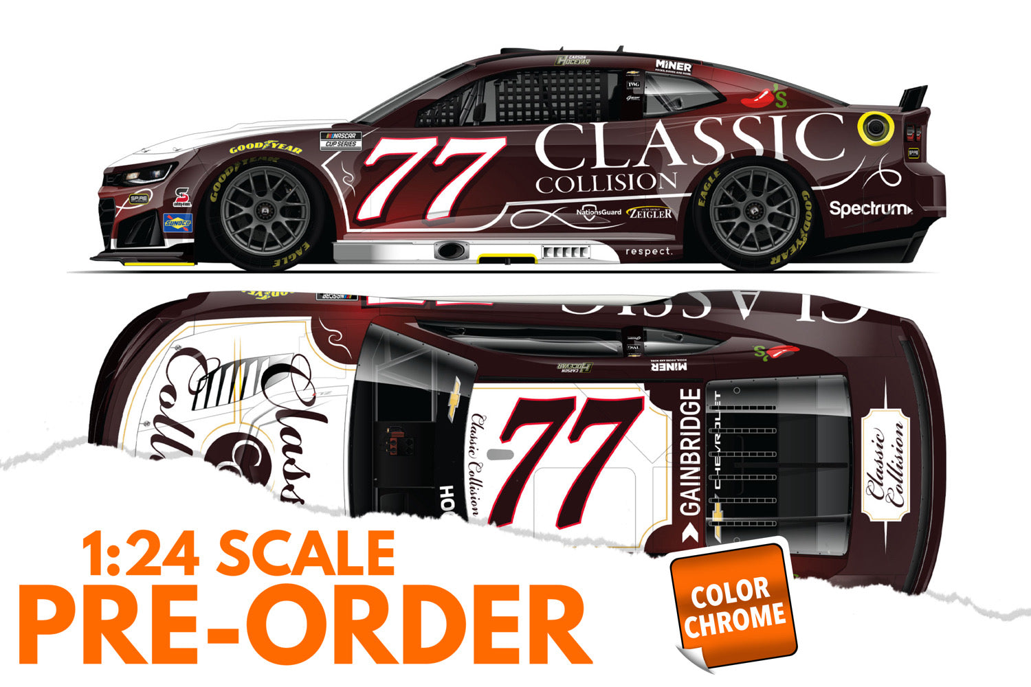 2026 Carson Hocevar 1:24 Classic Collision COLOR CHROME NASCAR Diecast