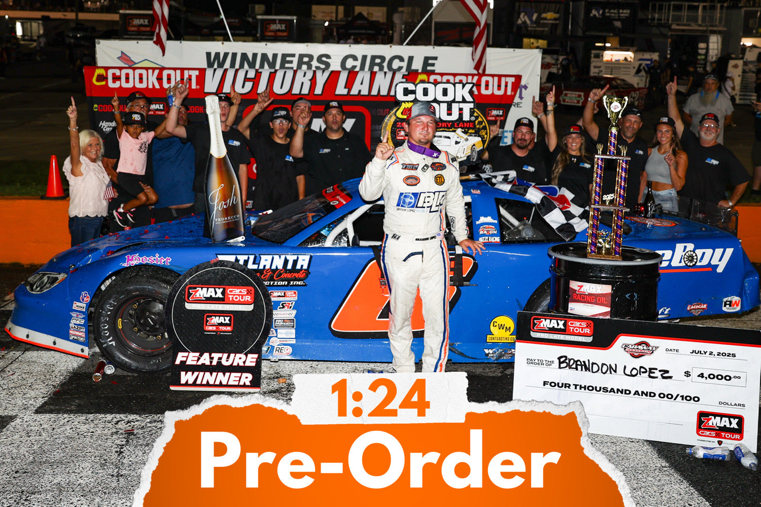 2025 Brandon Lopez 1:24 Atlanta Paving & Concrete Caraway Race Win Diecast