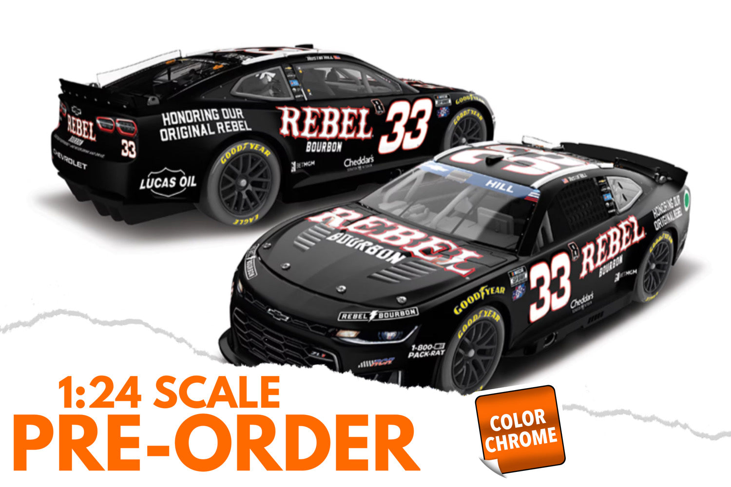 2026 Austin Hill 1:24 Rebel Bourbon Tribute to KB COLOR CHROME NASCAR Diecast