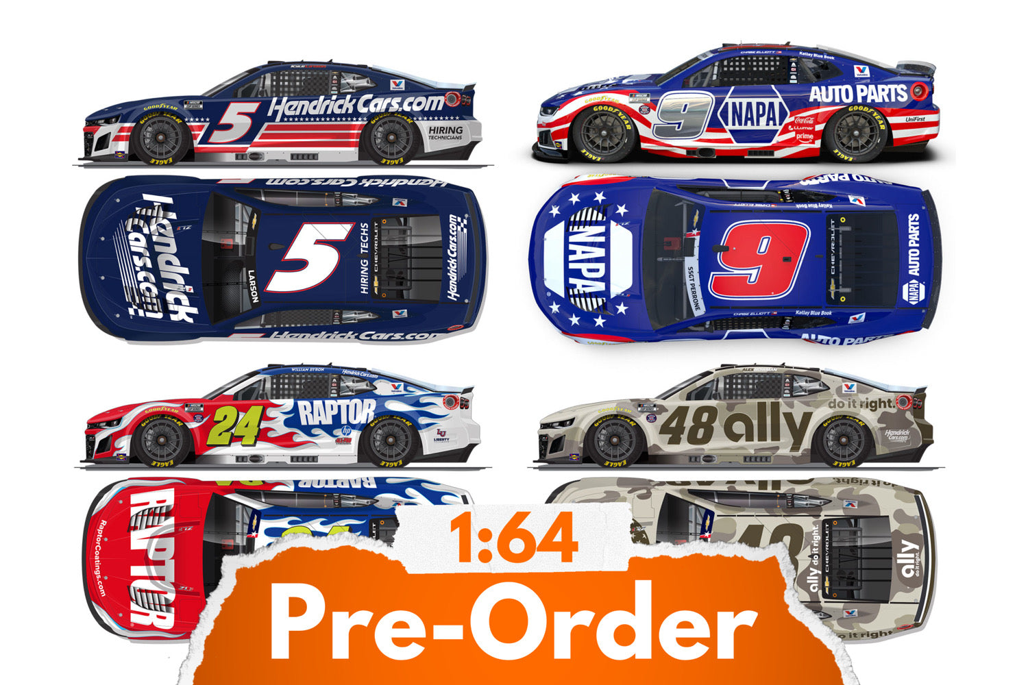 2026 Hendrick Motorsports 1:64 Patriotic Four Car Set NASCAR Diecast