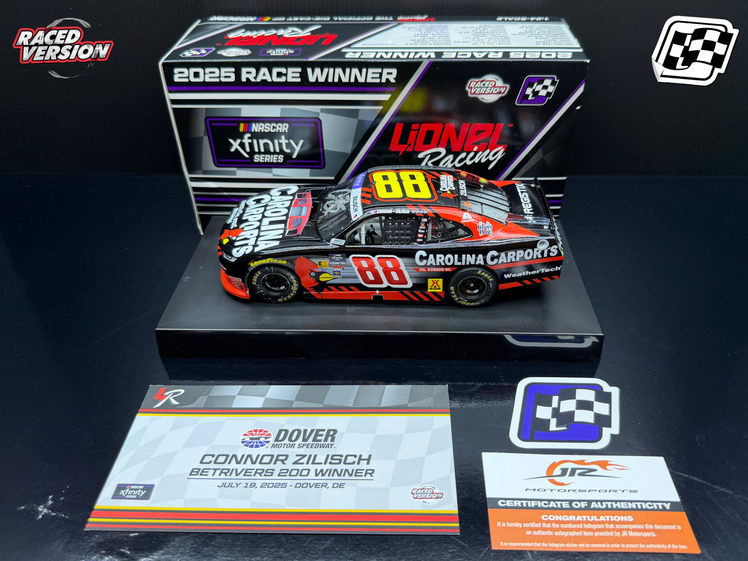 2025 Connor Zilisch 1:24 Carolina Carports Dover Race Win Diecast (Autographed)