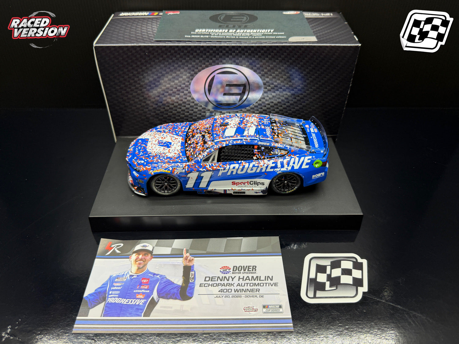2025 Denny Hamlin 1:24 Progressive Dover Race Win Elite Diecast