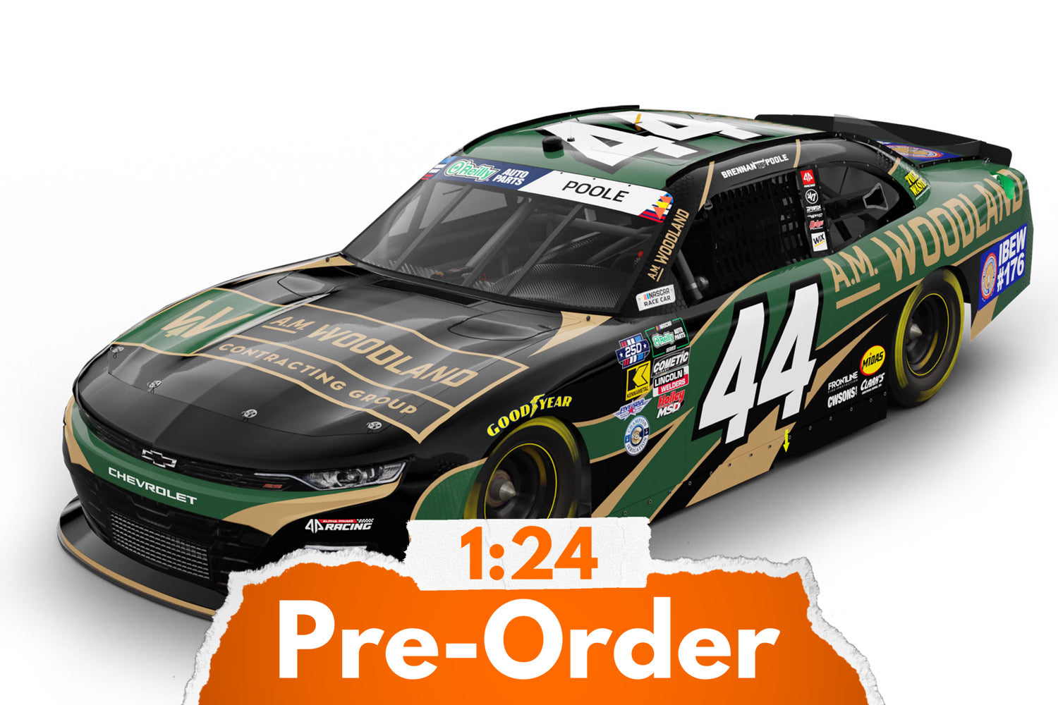 2026 Brennan Poole 1:24 A.M. Woodland NASCAR Diecast