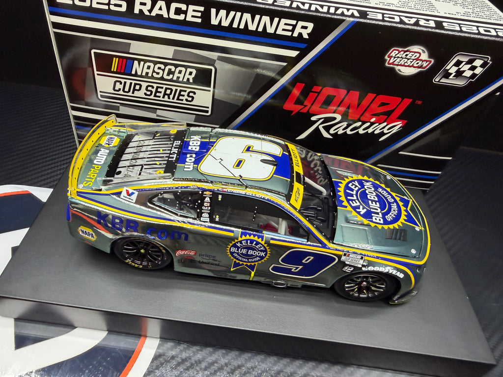 2025 Chase Elliott 1:24 Kelley Blue Book Kansas Race Win COLOR CHROME Diecast