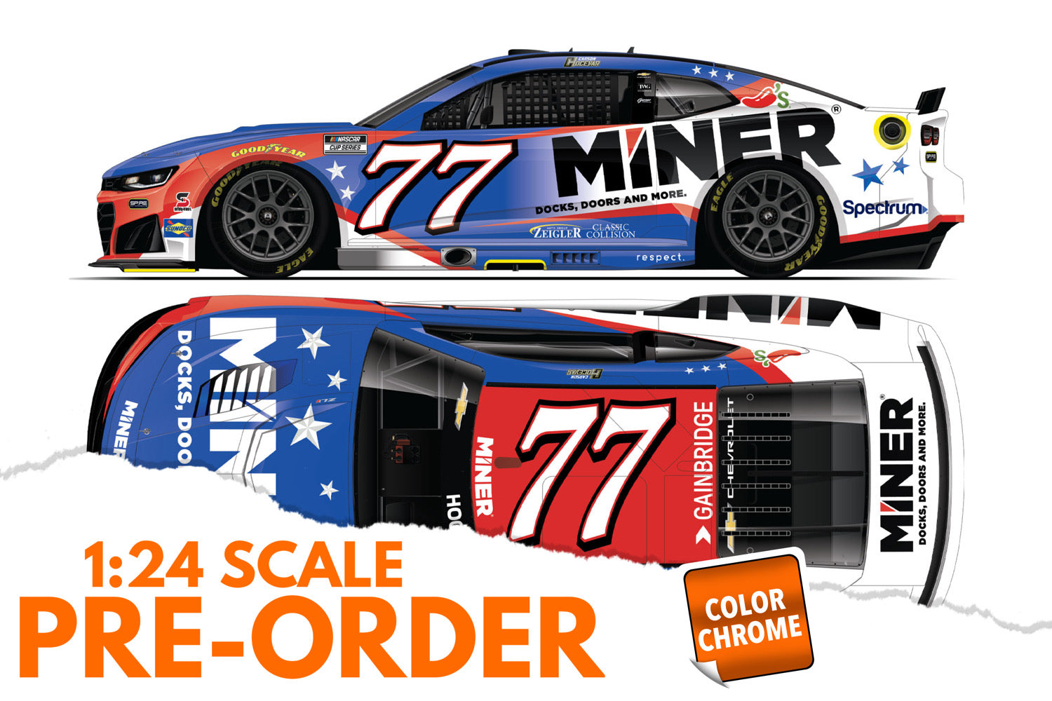 2026 Carson Hocevar 1:24 Miner Fan Vote COLOR CHROME NASCAR Diecast