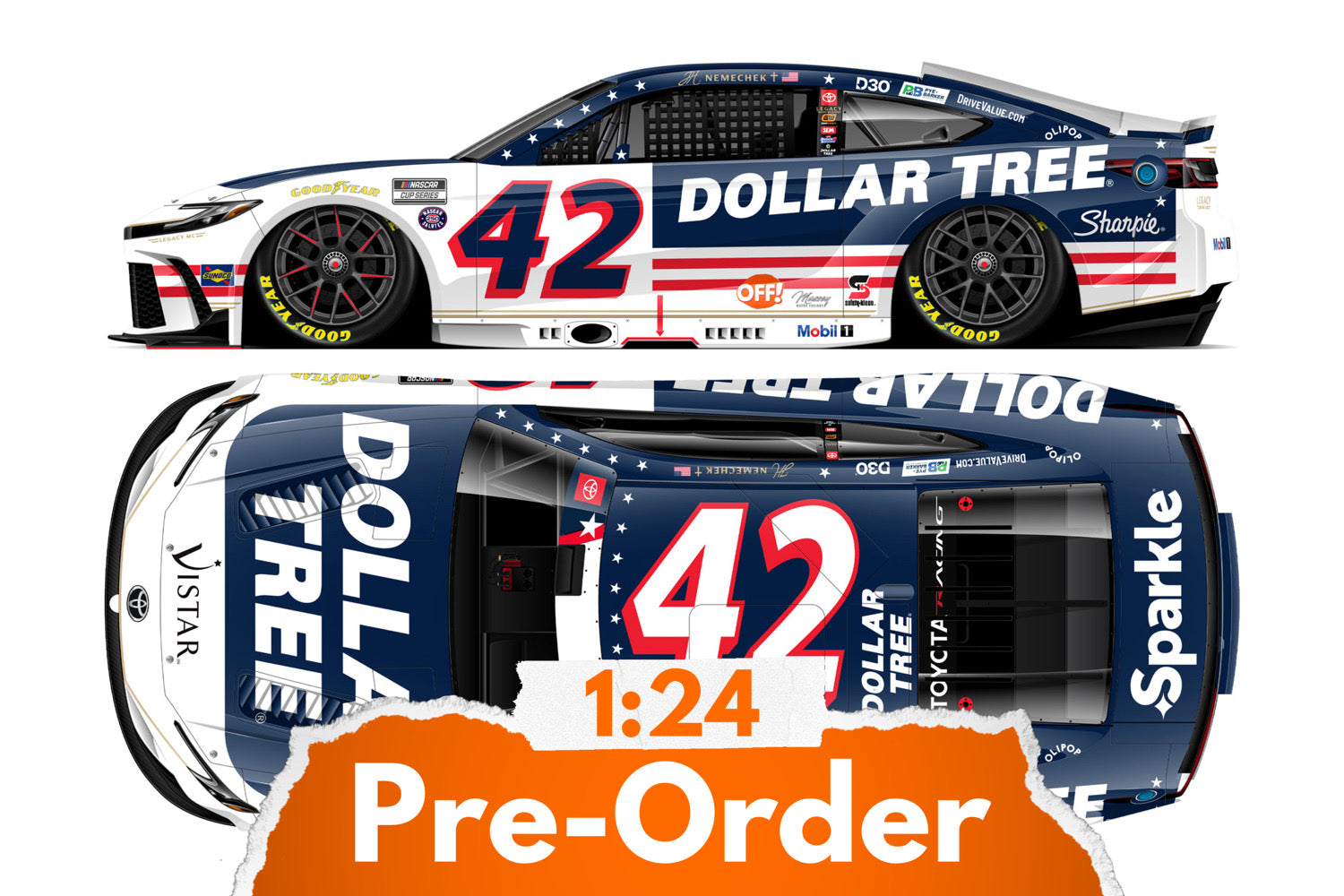 2026 John Hunter Nemechek 1:24 Dollar Tree Patriotic Diecast