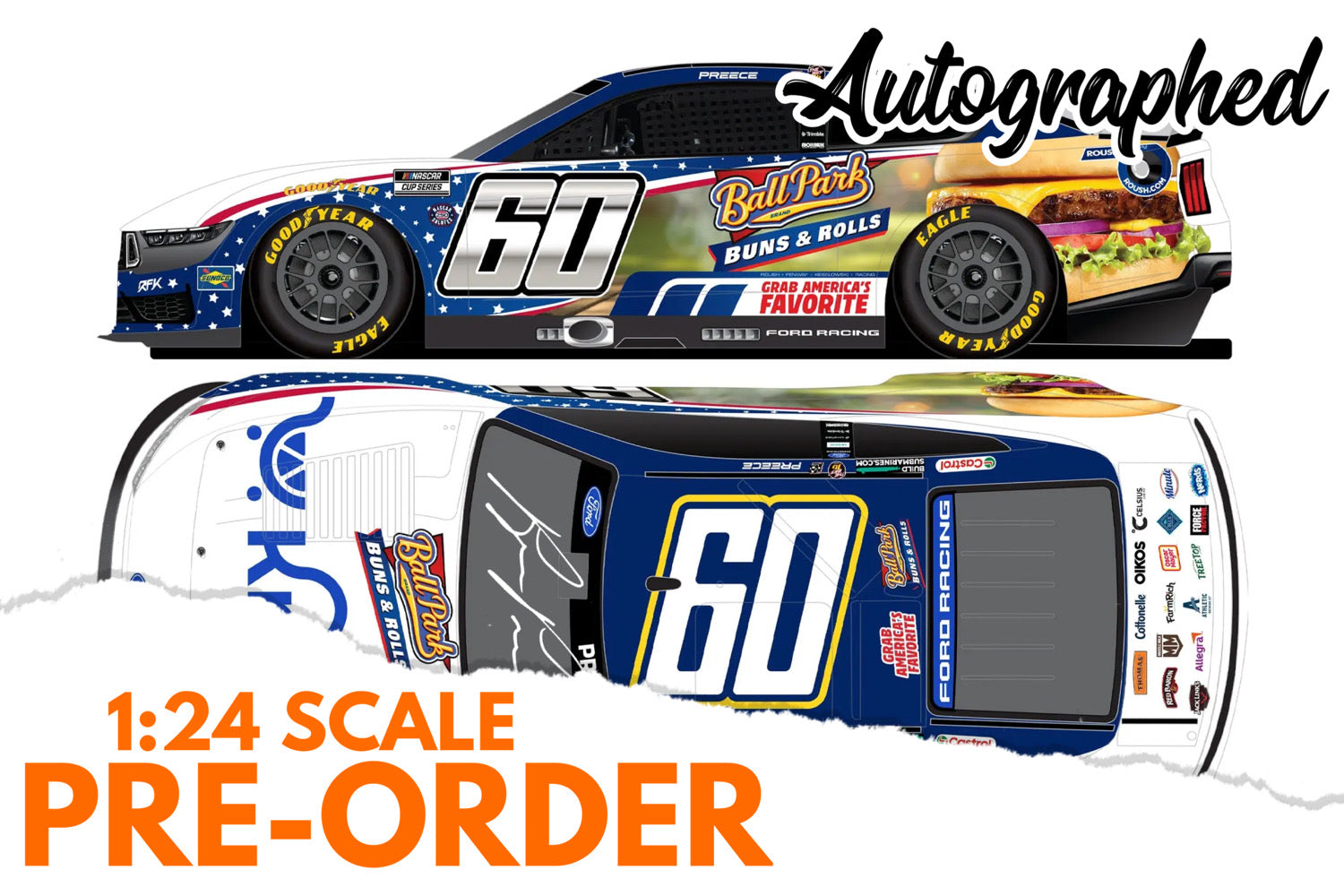 2026 Ryan Preece 1:24 Kroger / Ball Park Buns & Rolls AUTOGRAPHED Diecast