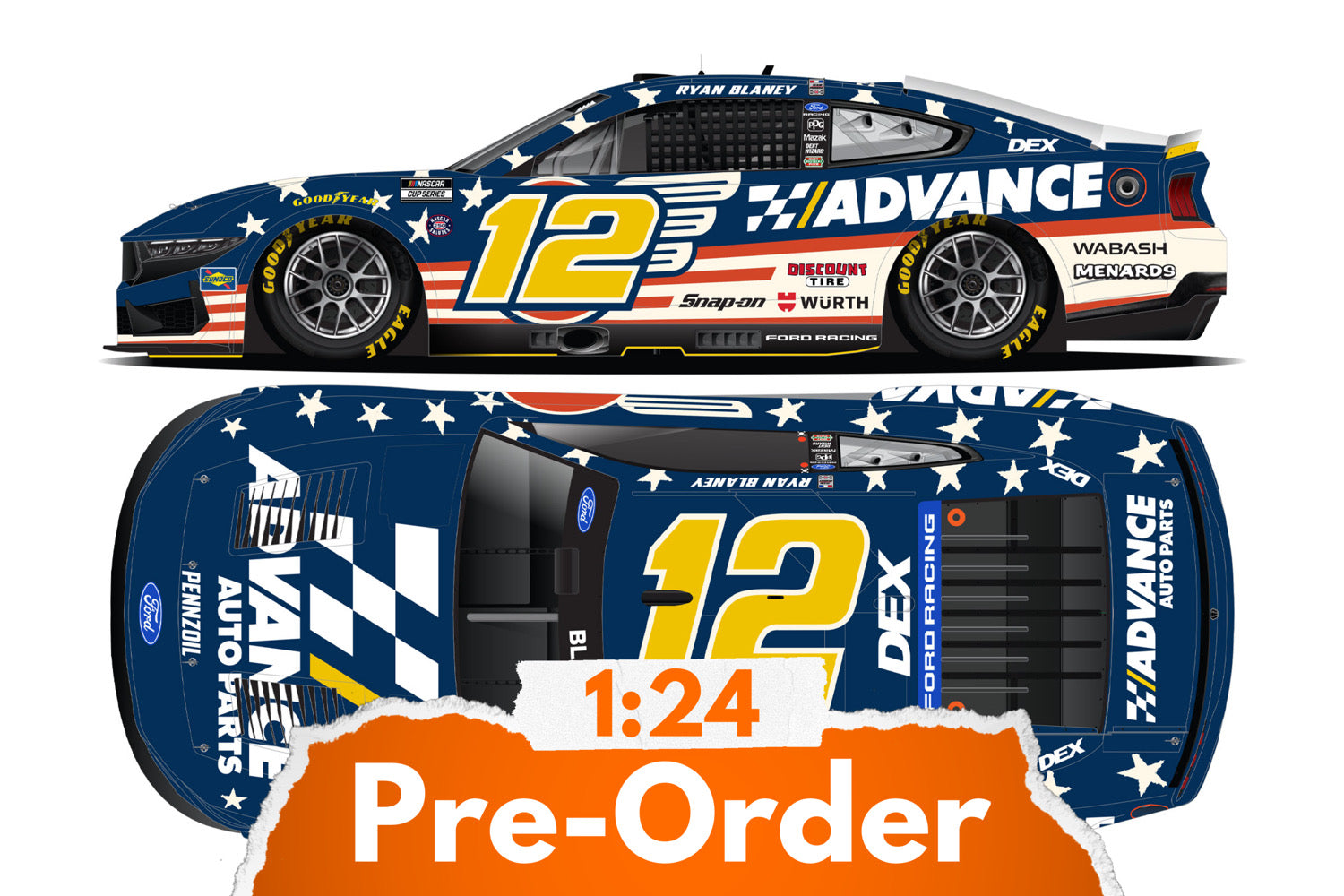 2026 Ryan Blaney 1:24 Advance Auto Parts Patriotic NASCAR Diecast
