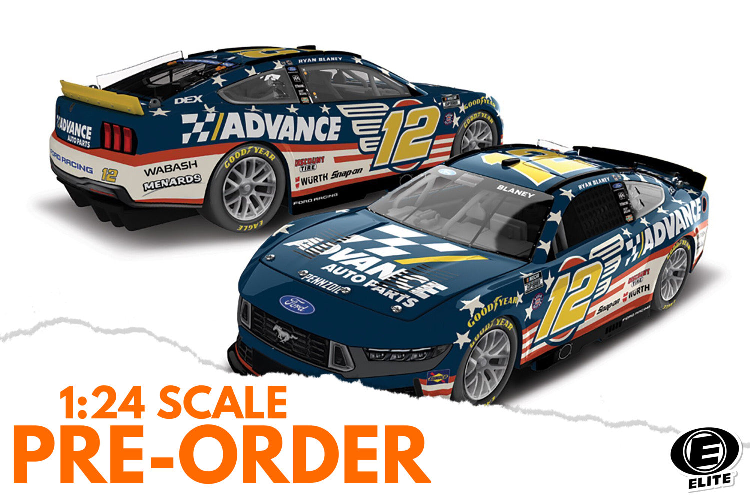 2026 Ryan Blaney 1:24 Advance Auto Parts Patriotic ELITE NASCAR Diecast