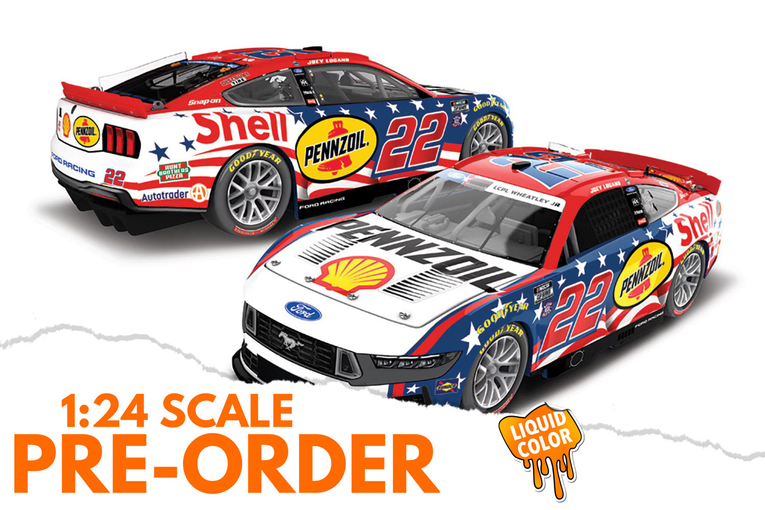 2026 Joey Logano 1:24 Shell-Pennzoil Stars and Stripes LIQUID COLOR Diecast