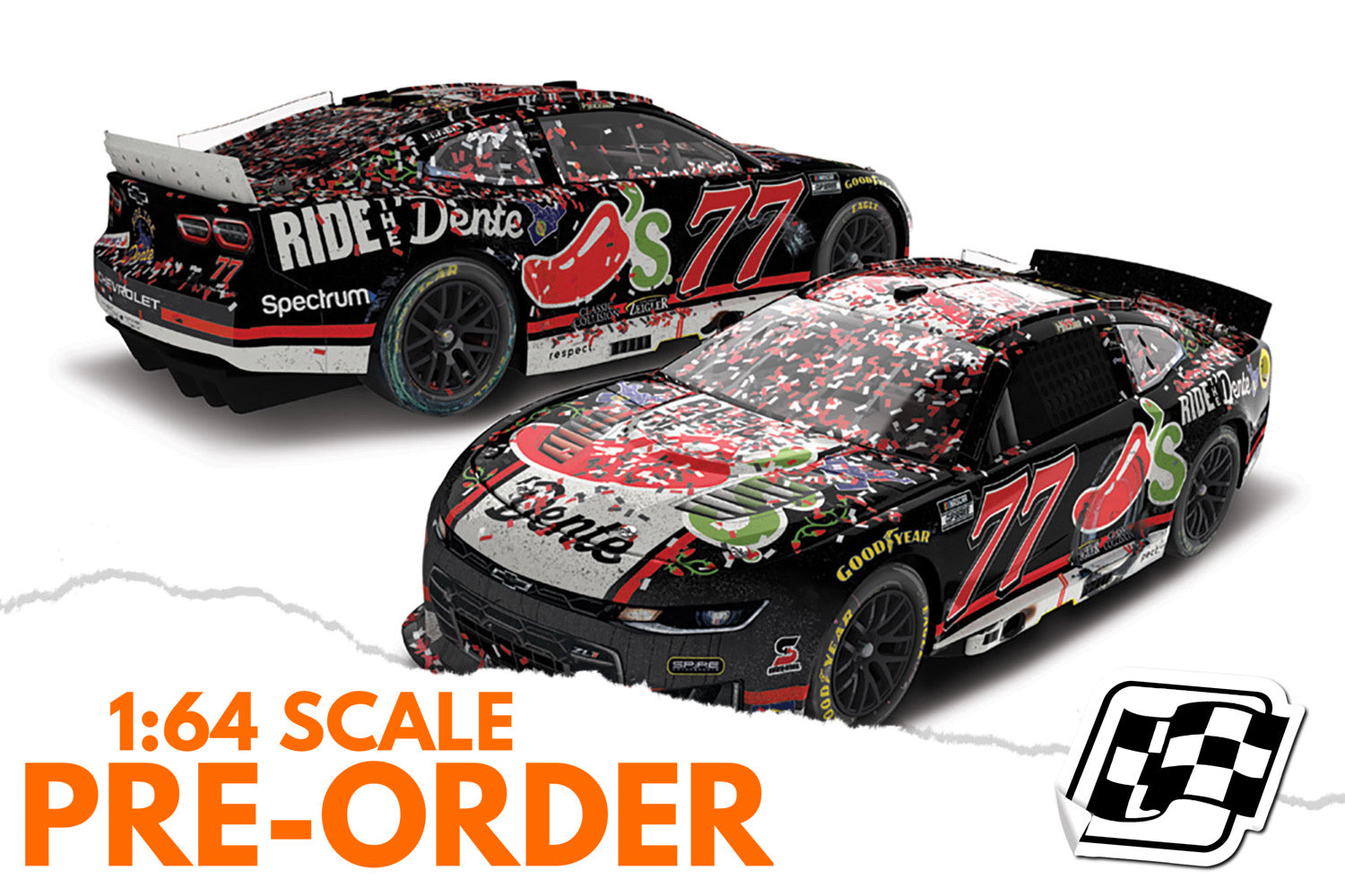 2026 Carson Hocevar 1:64 Chili’s Ride the Dente Talladega Race Win Diecast