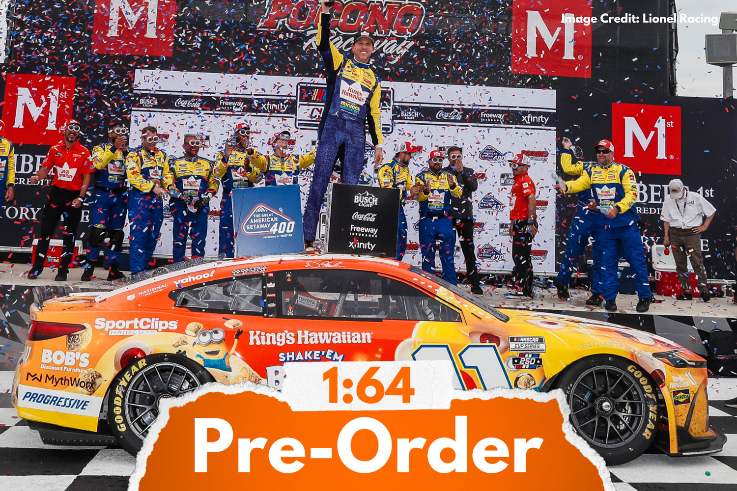 2026 Denny Hamlin 1:64 King's Hawaiian Shake 'Em Bites Pocono Race Win Diecast
