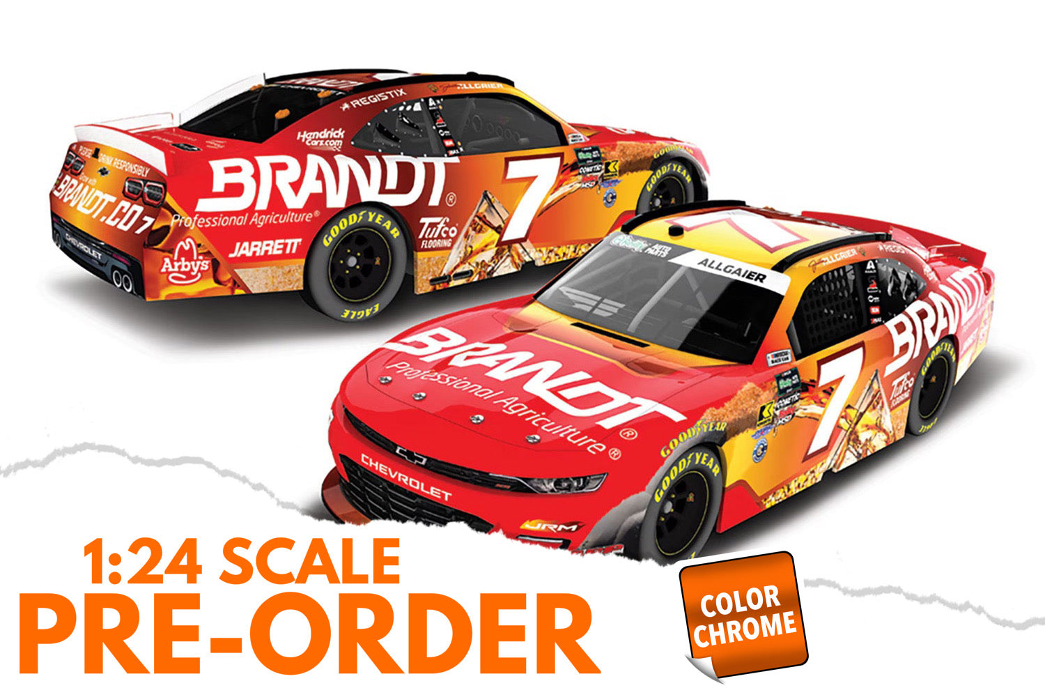 2026 Justin Allgaier 1:24 Brandt Whiskey COLOR CHROME NASCAR Diecast