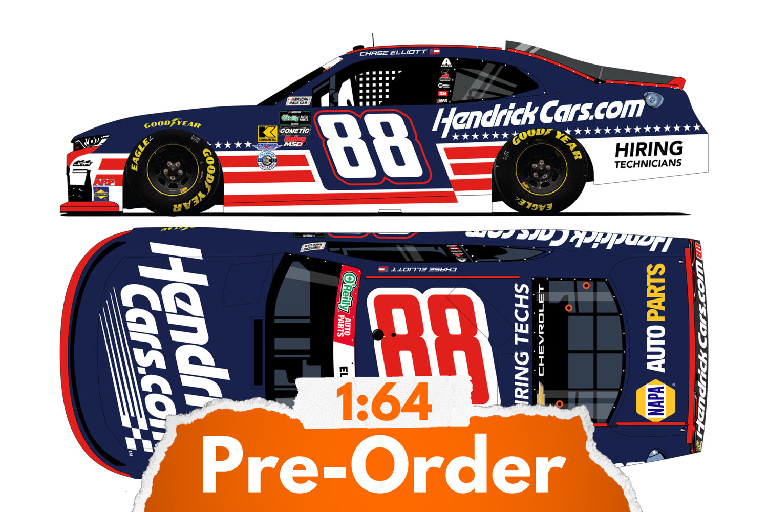 2026 Chase Elliott 1:64 HendrickCars.com Patriotic Diecast