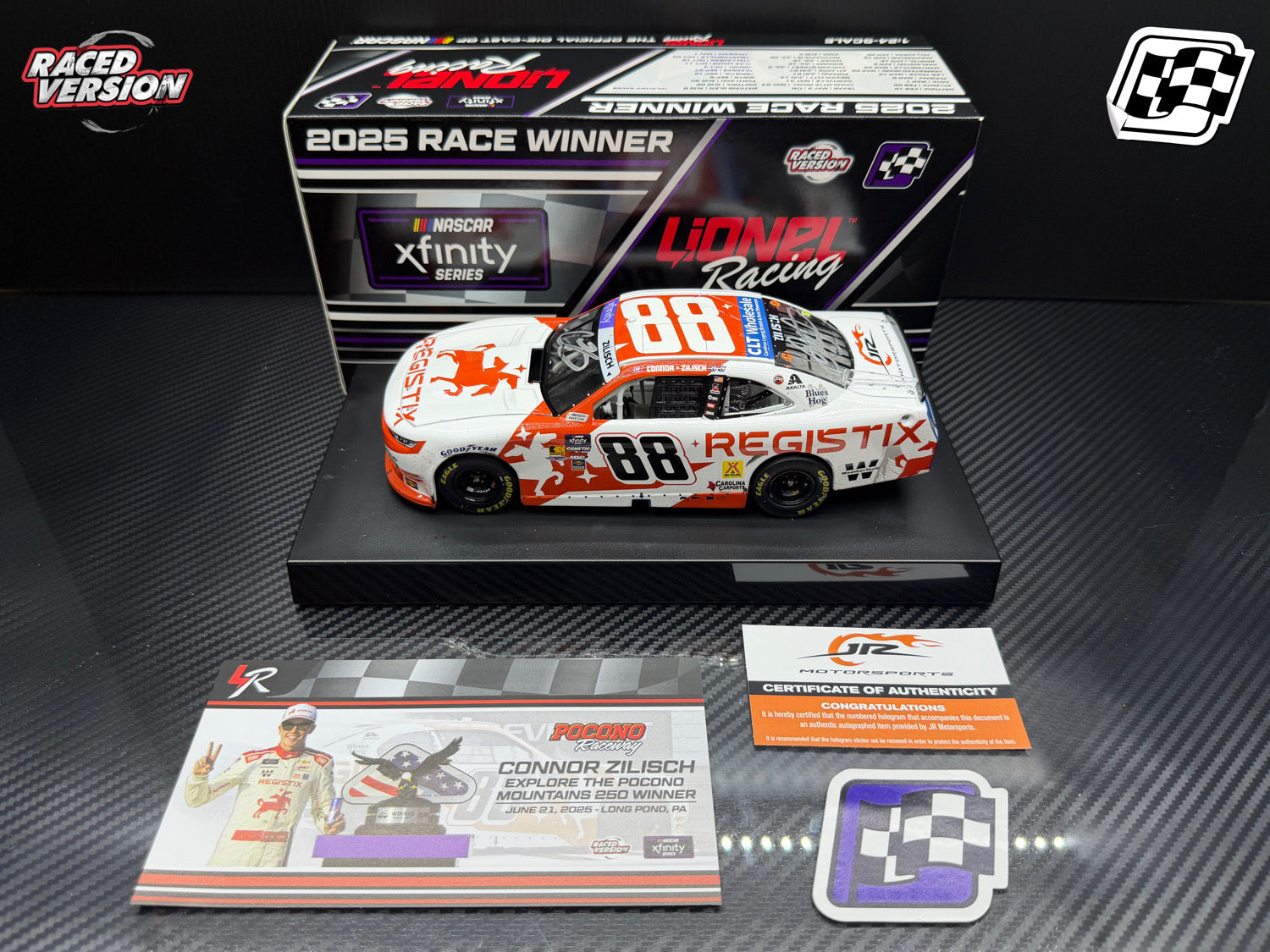 2025 Connor Zilisch 1:24 Registix Pocono Race Win Diecast (Dual Autograph)