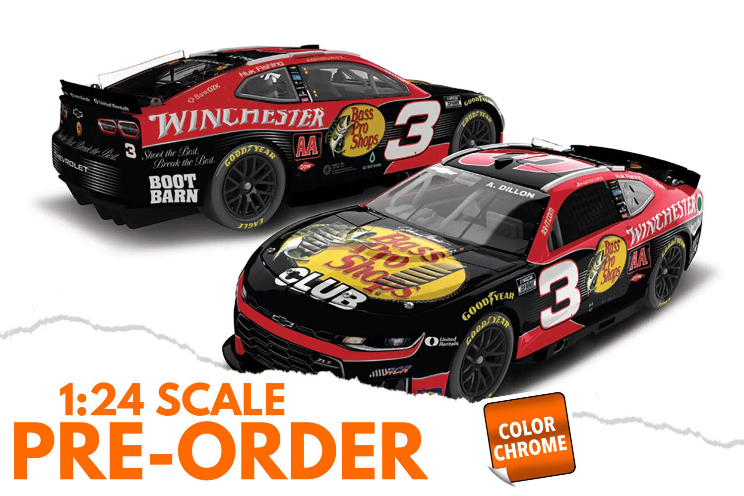 2026 Austin Dillon 1:24 Bass Pro Shops / Winchester AA COLOR CHROME Diecast
