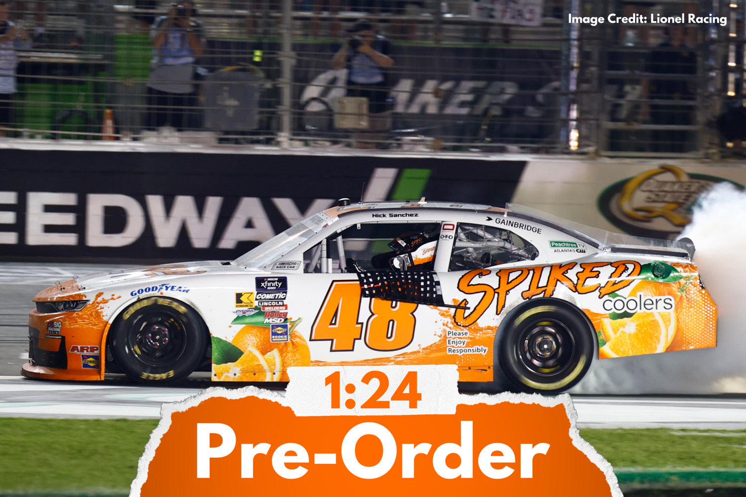 2025 Nick Sanchez 1:24 Spiked Coolers EchoPark Race Win Diecast (Autographed)
