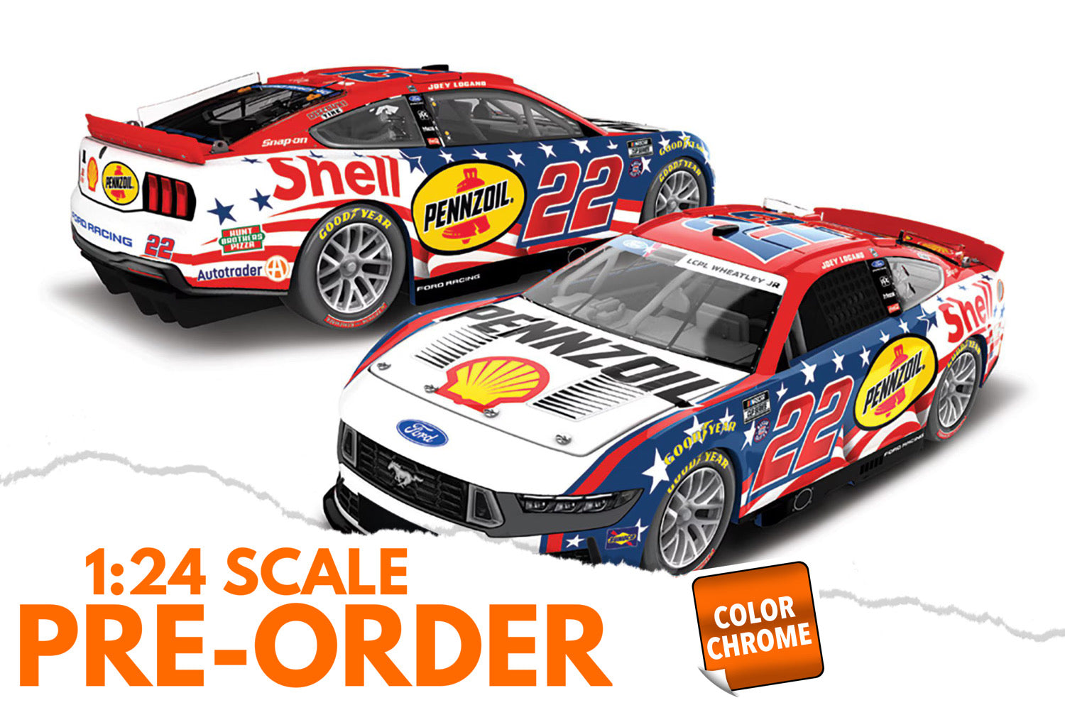 2026 Joey Logano 1:24 Shell-Pennzoil Stars and Stripes COLOR CHROME Diecast