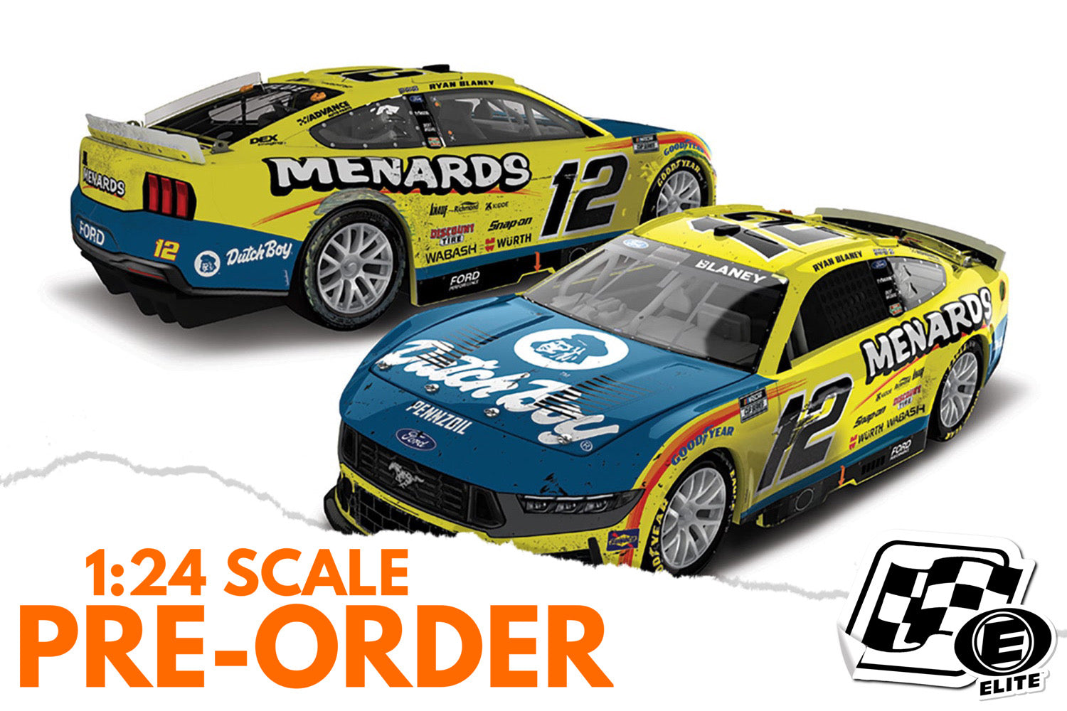 2025 Ryan Blaney 1:24 Menards / Dutch Boy Phoenix Race Win ELITE Diecast