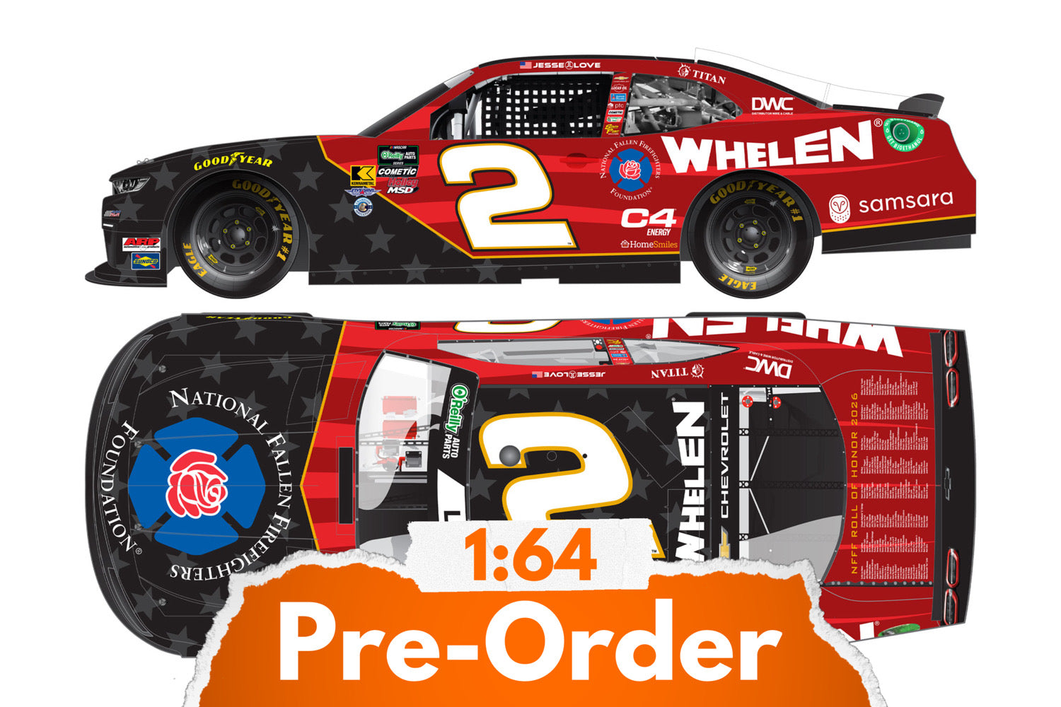 2026 Jesse Love 1:64 Whelen / National Fallen Firefighters Foundation Diecast