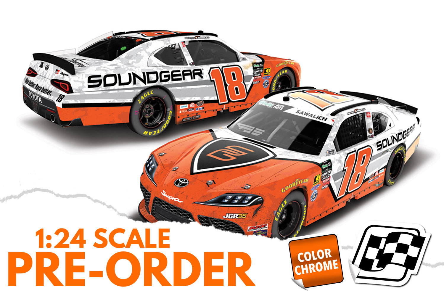 2026 William Sawalich 1:24 SoundGear Rockingham Race Win COLOR CHROME Diecast