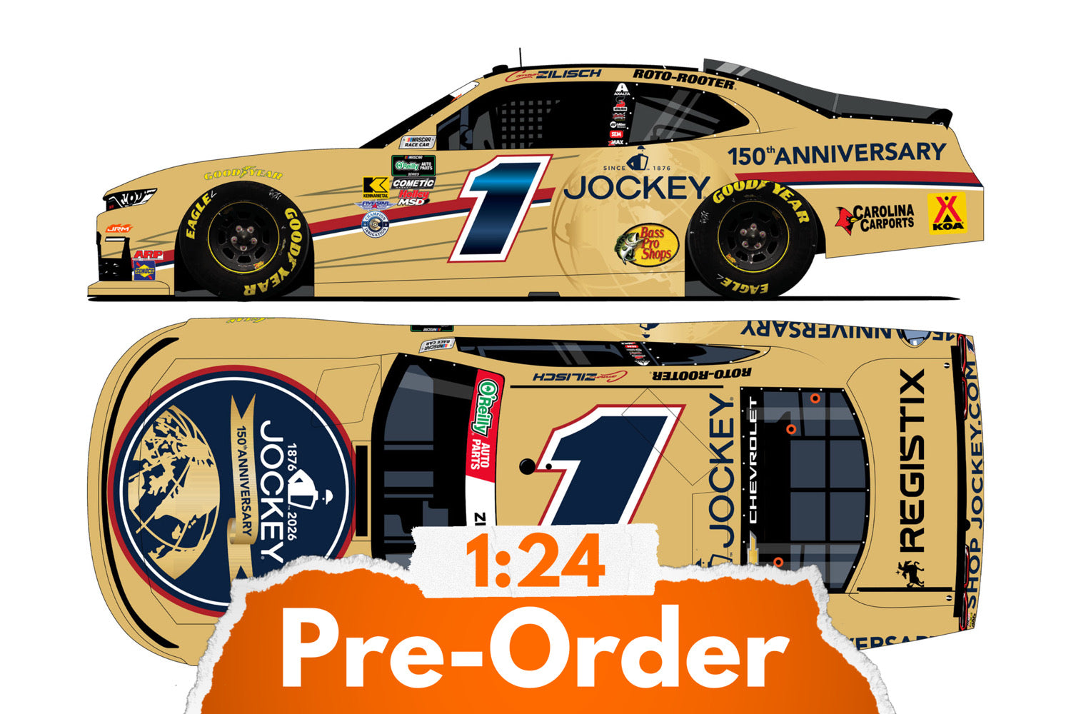 2026 Connor Zilisch 1:24 Jockey 150th Anniversary Diecast