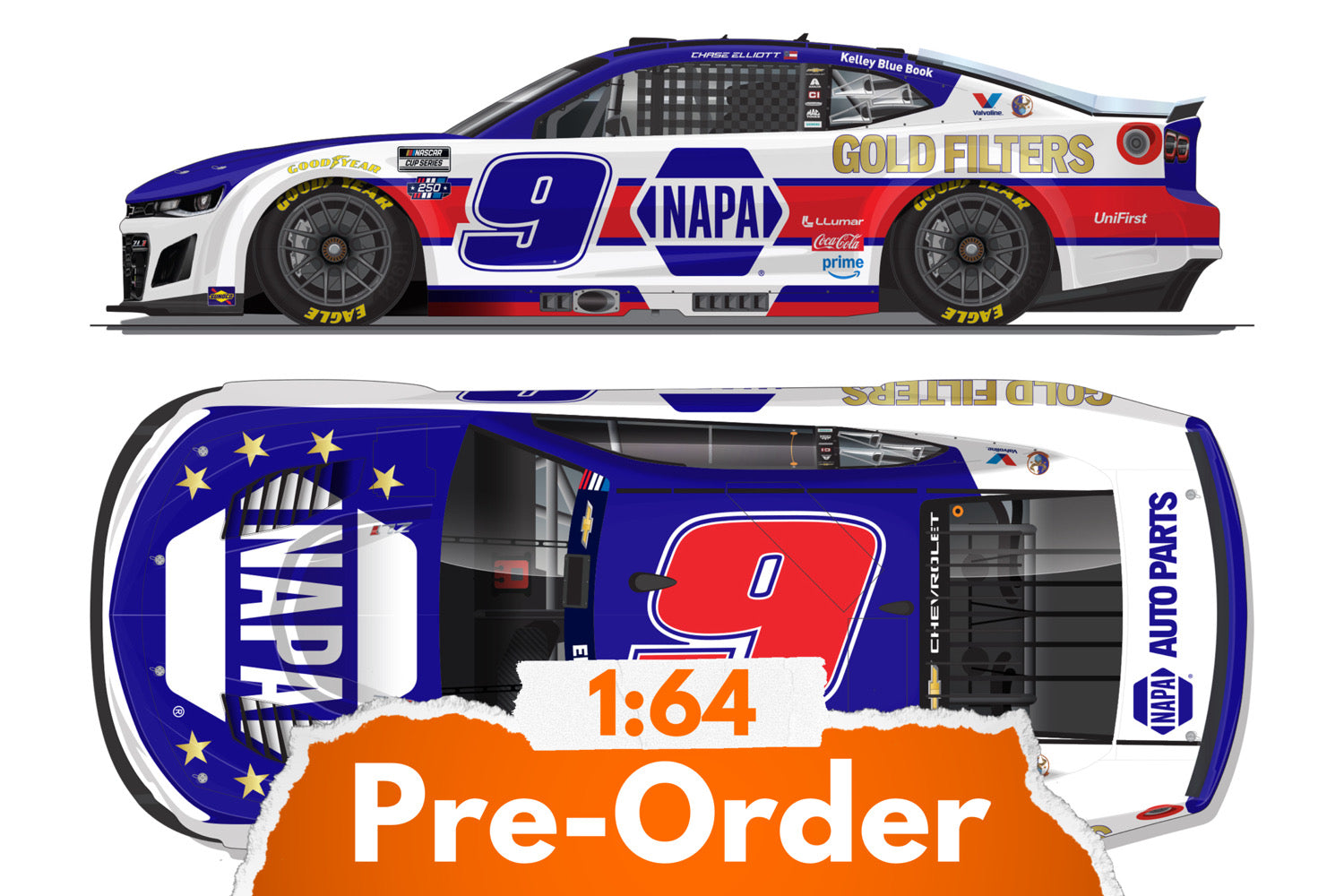 2026 Chase Elliott 1:64 NAPA Gold Filters Patriotic NASCAR Diecast