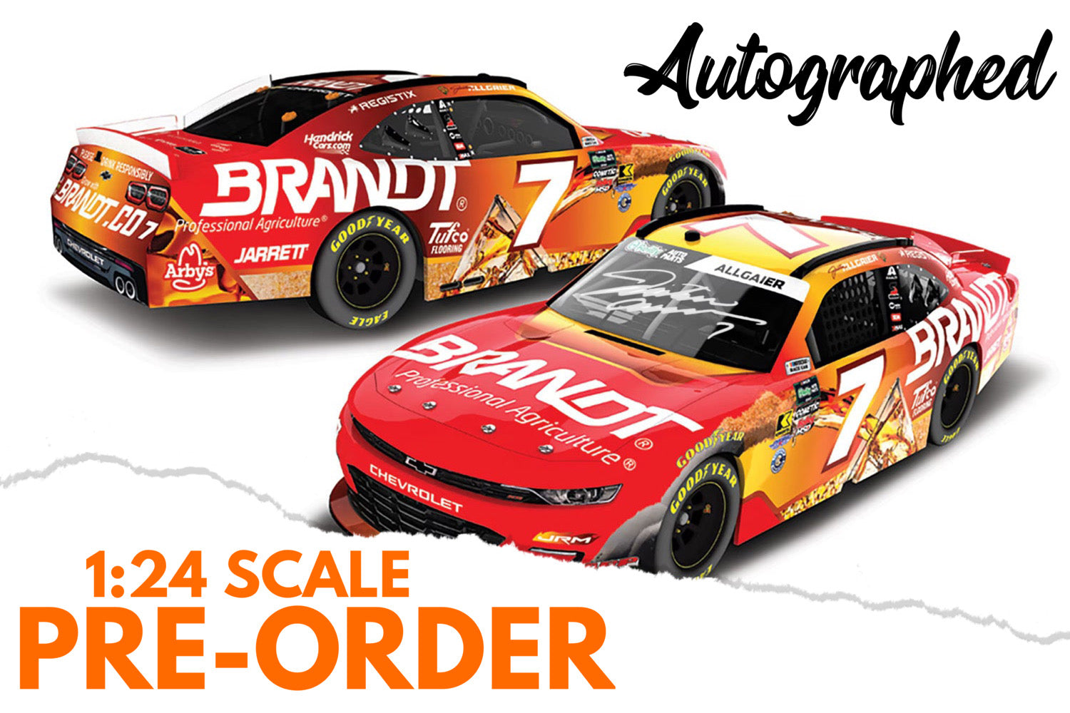 2026 Justin Allgaier 1:24 Brandt Whiskey AUTOGRAPHED NASCAR Diecast