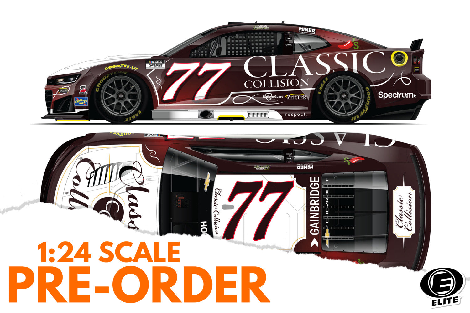 2026 Carson Hocevar 1:24 Classic Collision ELITE NASCAR Diecast