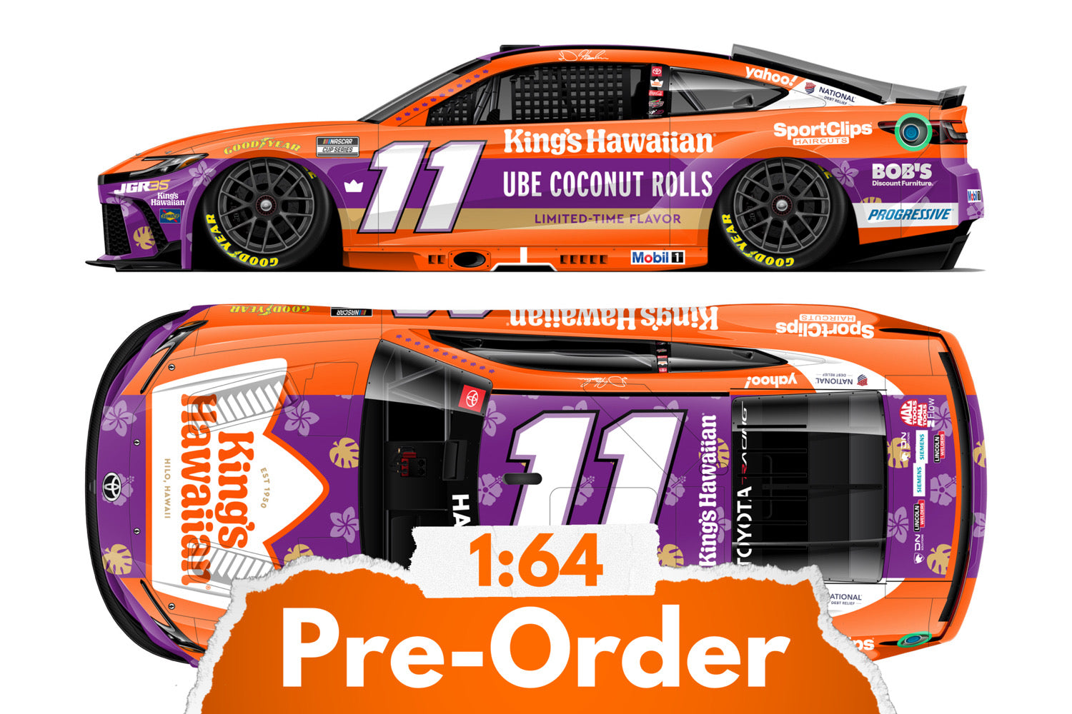 2026 Denny Hamlin 1:64 King’s Hawaiian UBE Coconut Rolls Diecast
